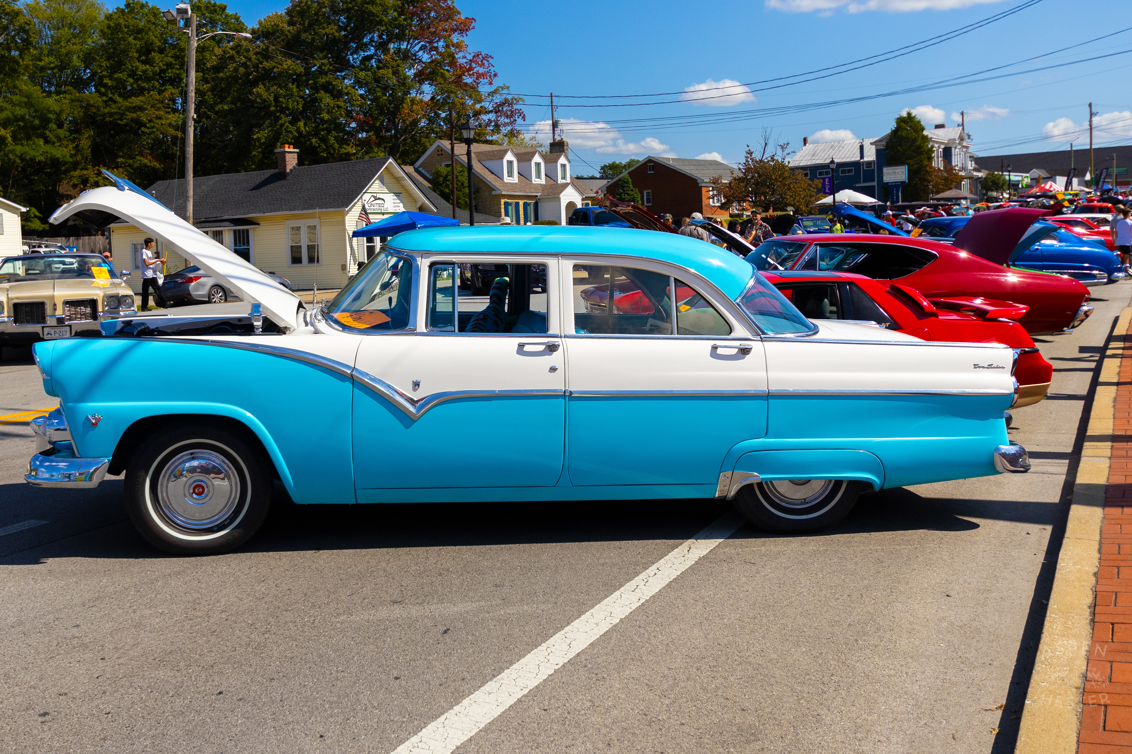 A Light Blue 1955 Ford Crown Victoria on Display at The 2024 Jeffersontown Gaslight Festival. September 15th, 2024/Aspen Hester