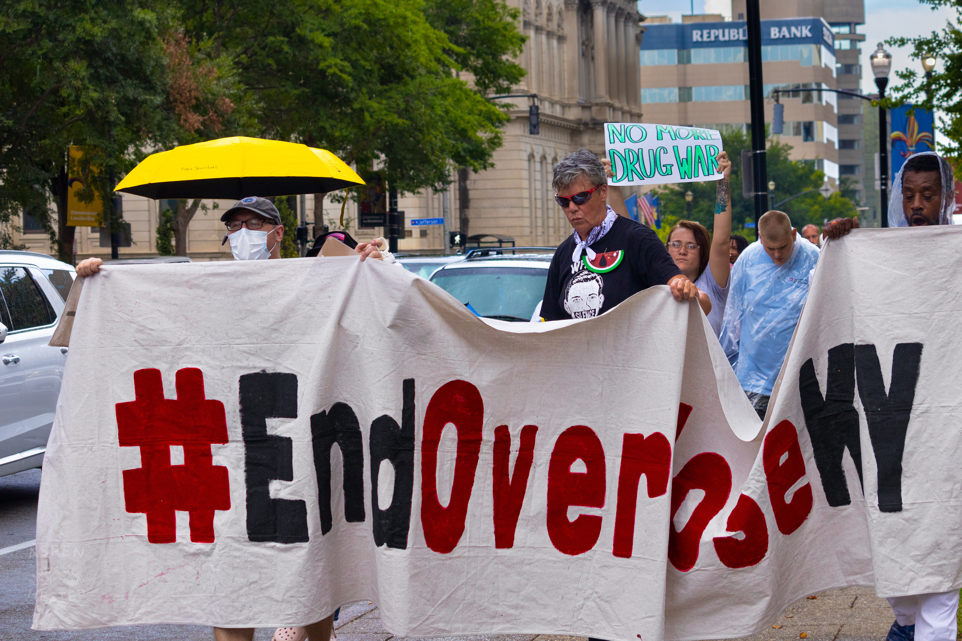 #EndOverdoseKY Banner Walked Proudly Around the City at The 3rd Annual Vocal KY International Overdose Awareness Day Rally and March. August 31st, 2024/Aspen Hester