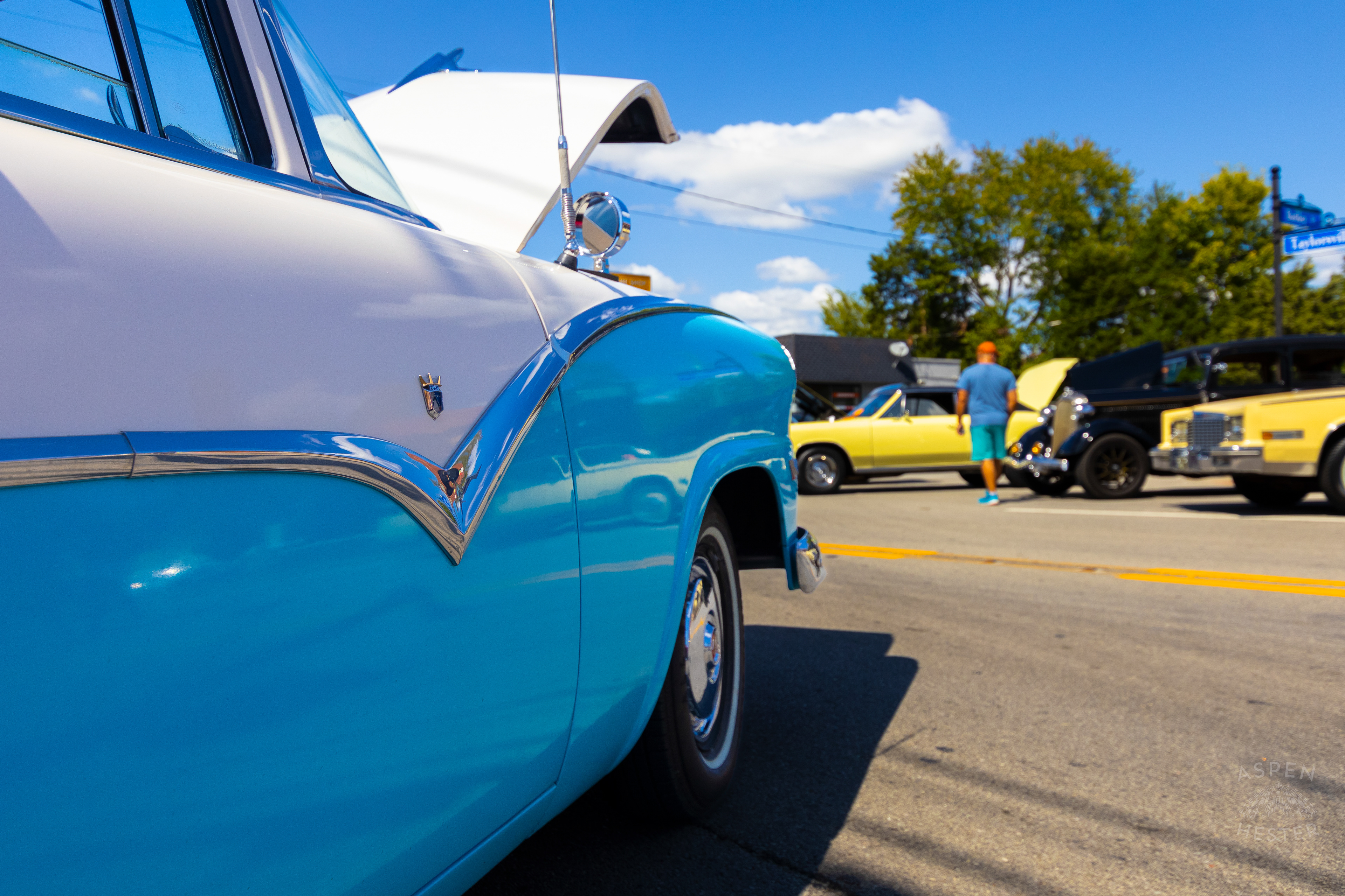 A Light Blue 1955 Ford Crown Victoria on Display at The 2024 Jeffersontown Gaslight Festival. September 15th, 2024/Aspen Hester