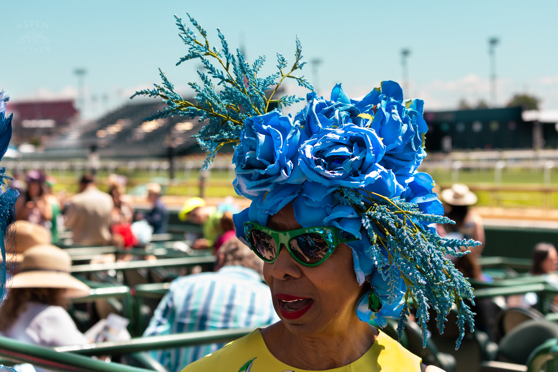 One of The Most Fascinating Hat Seen in The Stands at Churchill Downs During Thurby. April 30th, 2026/Aspen Hester