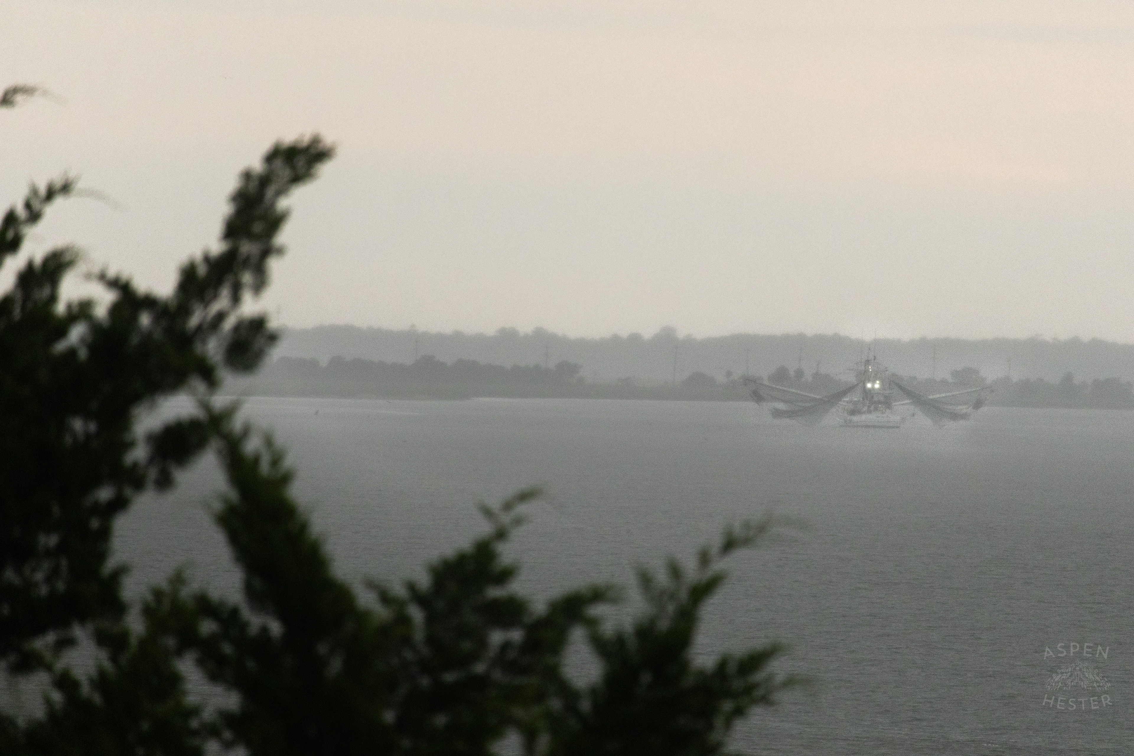 Fishing Boat as A Thunderstorm Rolls Over Tybee Island Georgia. June 27th, 2024/Aspen Hester