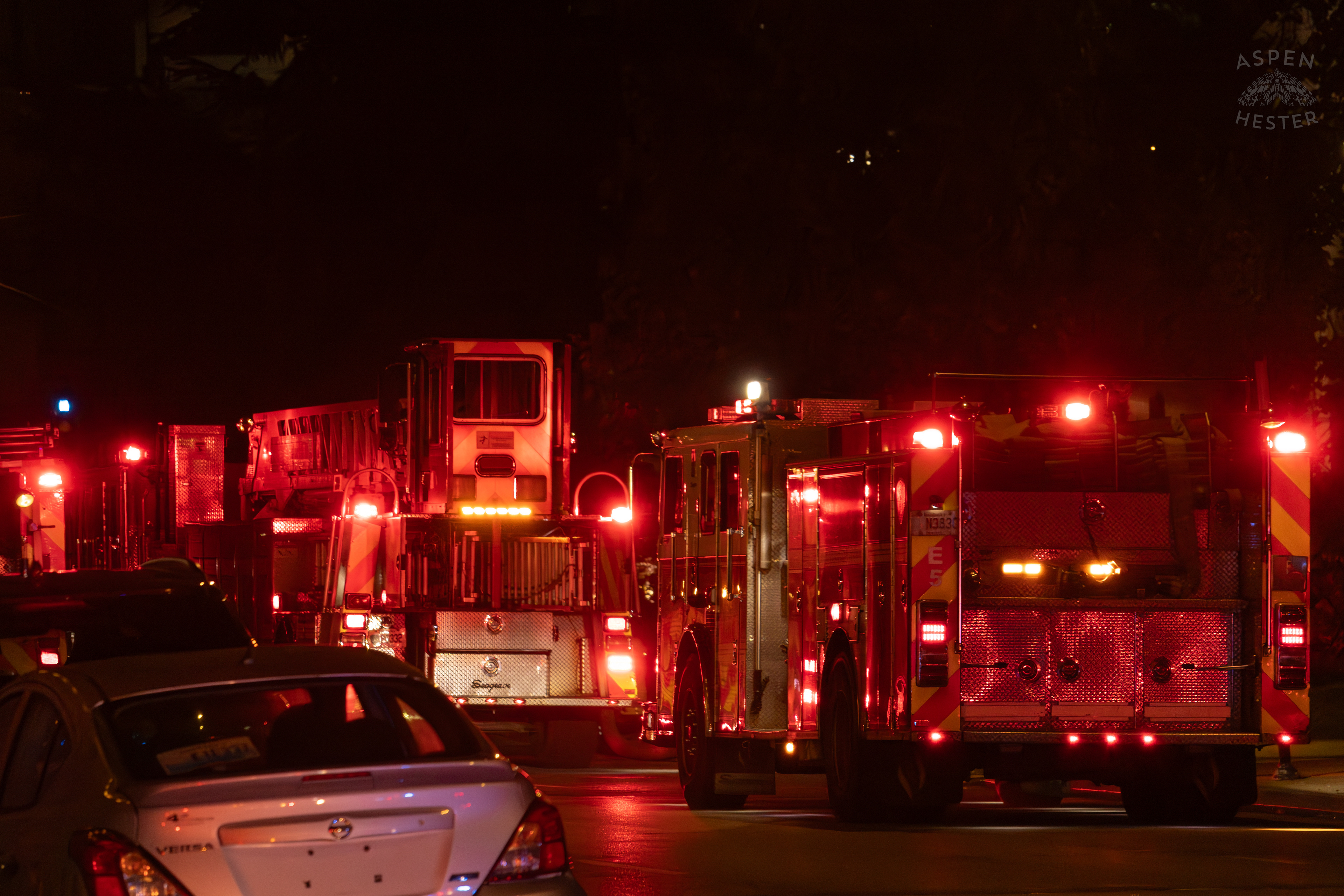 Fire Trucks on The Scene of a Massive 3 Alarm Blaze Engulfing The Vacant St. Paul's German Evangelical Church on East Broadway. October 9th, 2024/Aspen Hester