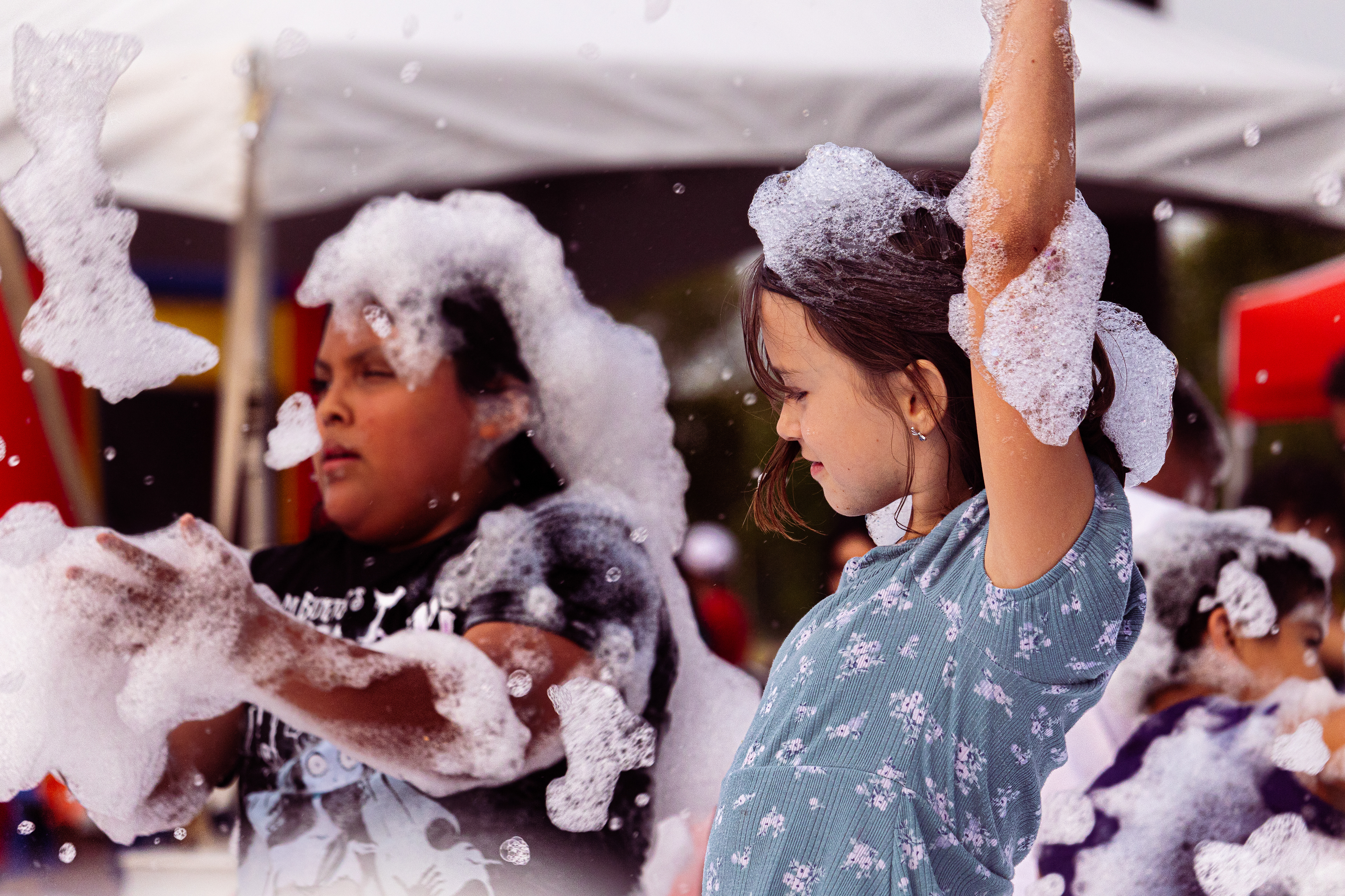 Kids Playing in the Bubble Party at Waterfront Park Fourth of July. July 4th, 2024/Aspen Hester