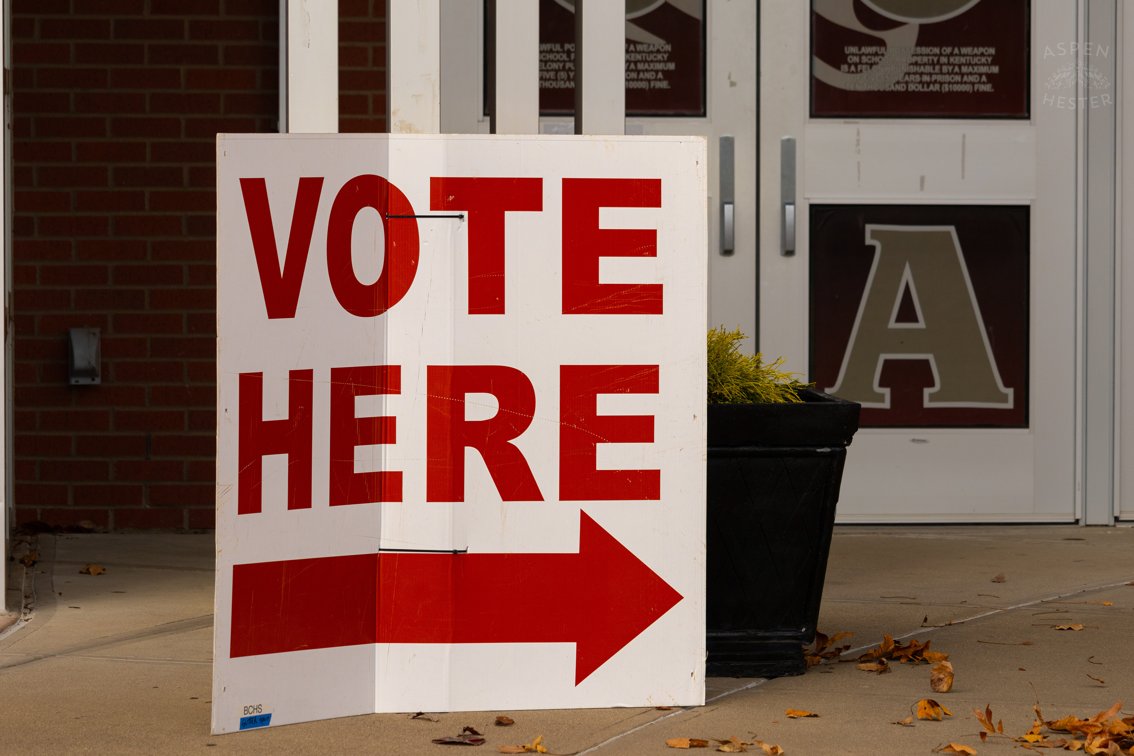 “Vote Here” Sign Outside Bullitt Central High School, A Polling Place for The 2024 Election in Bullitt County. November 5th, 2024/Aspen Hester
