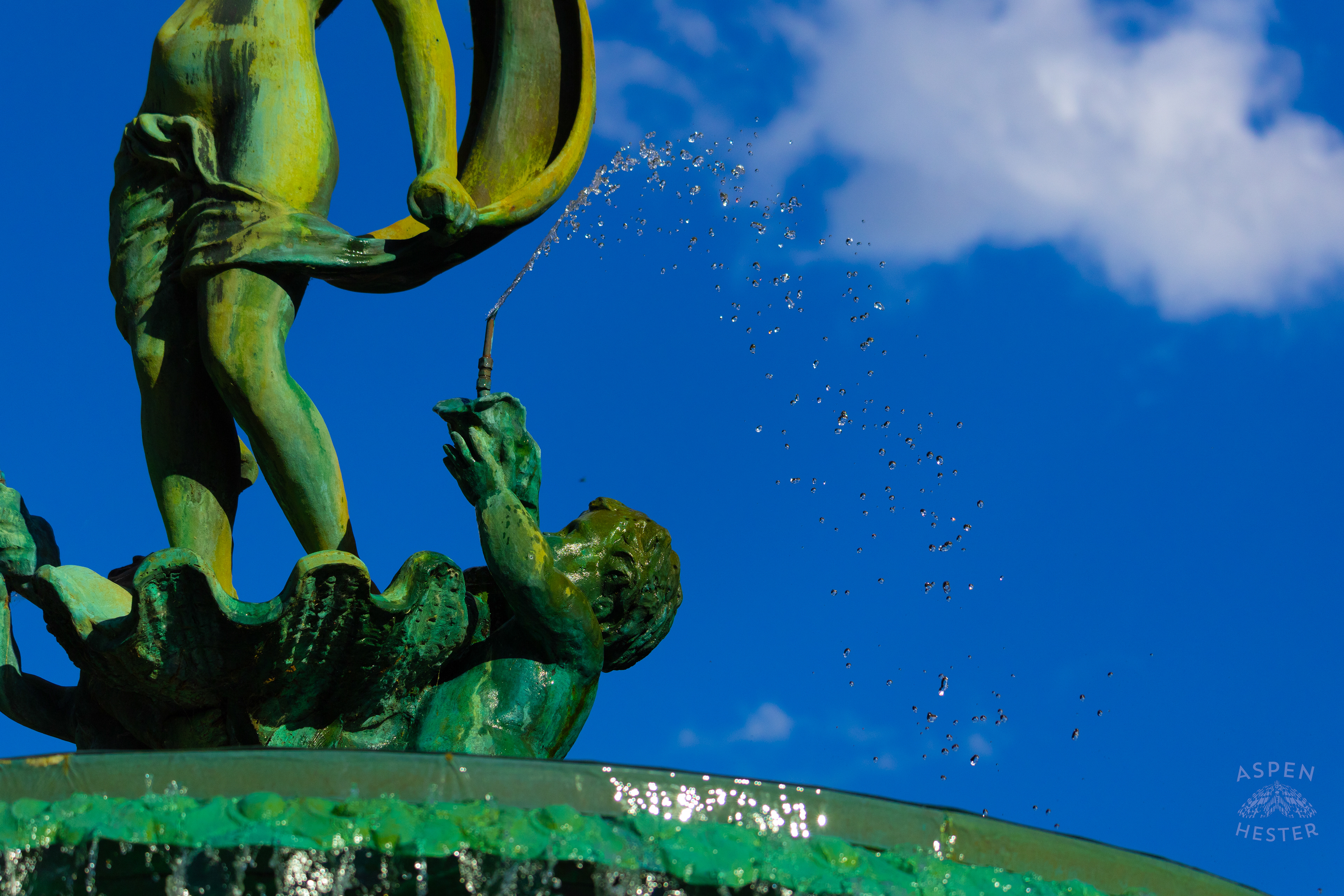 Cherub on The St James Court Fountain. June 6th, 2024/Aspen Hester