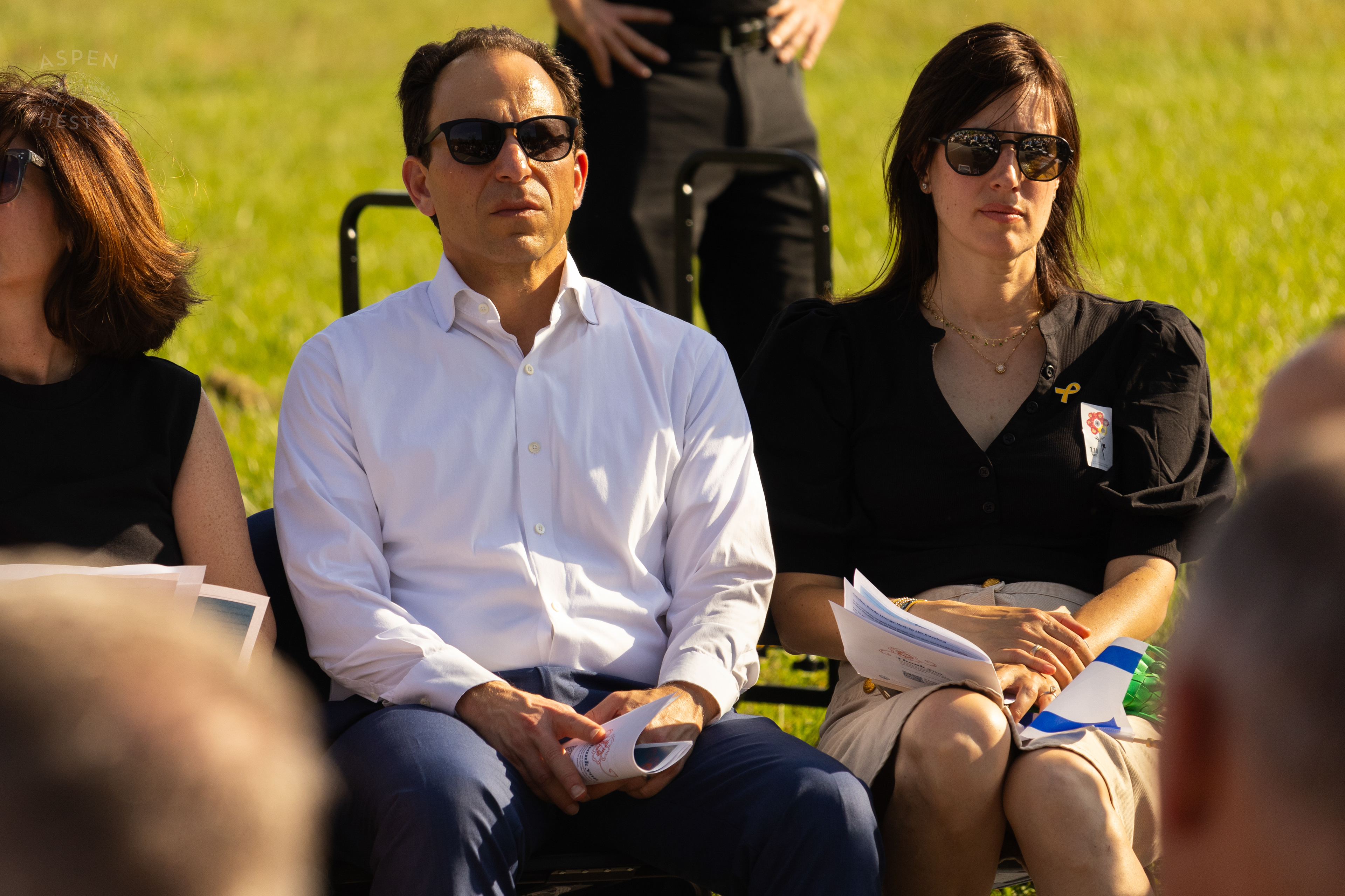 Mayor Craig Greenberg and First Lady Rachel Greenberg in The Crowd Gathered at The Trager Jewish Community Center to Remember The Victims and Pray for Peace One Year After The October 7th 2023 Hamas Attack. October 6th, 2024/Aspen Hester