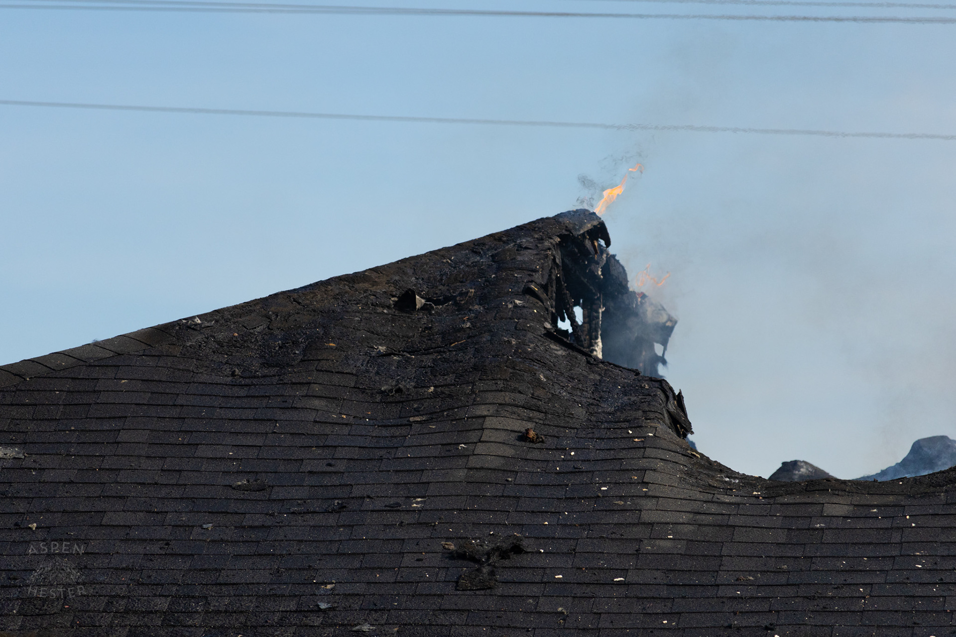 Flames at The Old Library on Preston Highway. May 31st, 2024/Aspen Hester