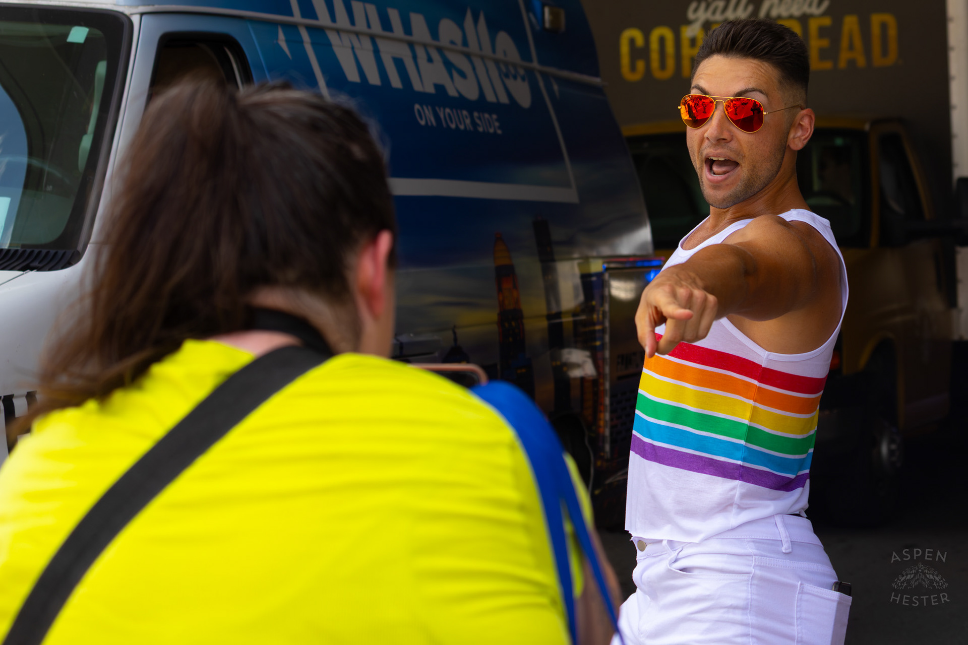 WHAS-11’s Matt Breeland Dancing Down Market Street During The Annual Parade at Kentuckiana Pride 2025. June 21th, 2025/Aspen Hester 
