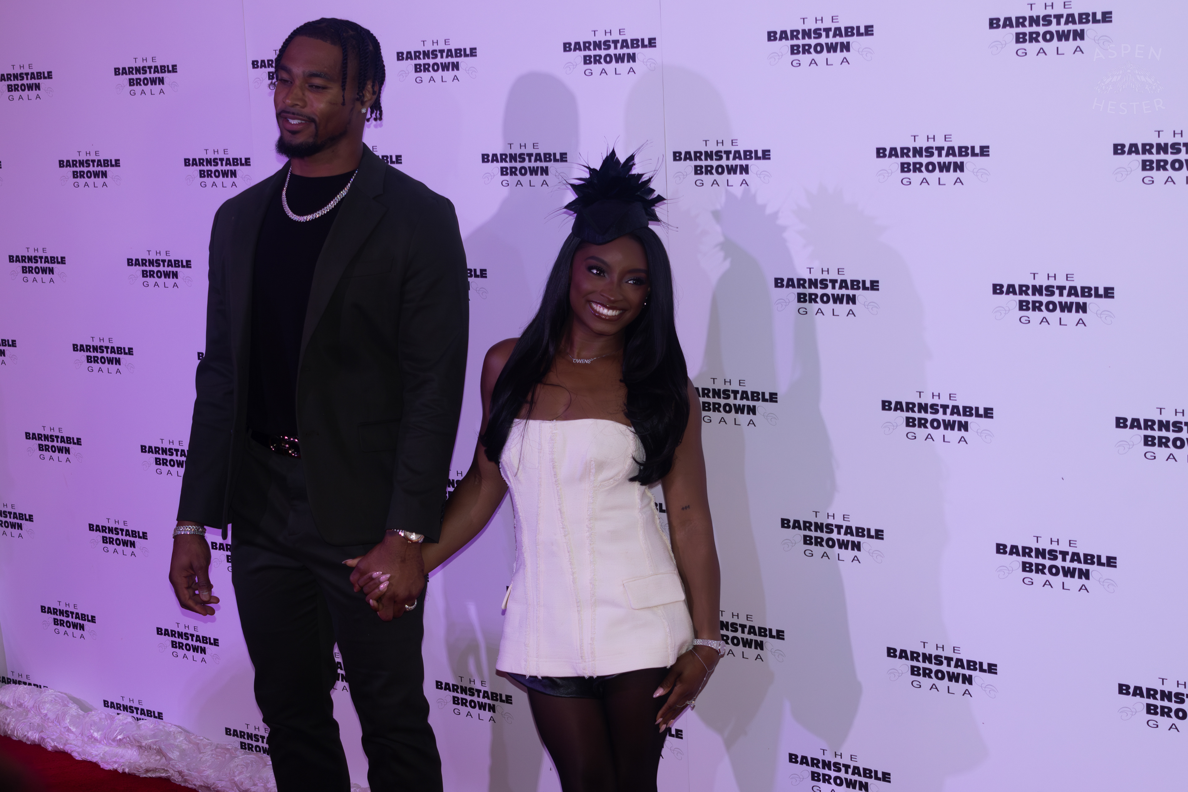 Olympic Gymnast Simone Biles and Her Husband NFL Player Jonathan Owens Walk The Red Carpet at The 2025 Barnstable-Brown Gala. May 2nd, 2025/Aspen Hester