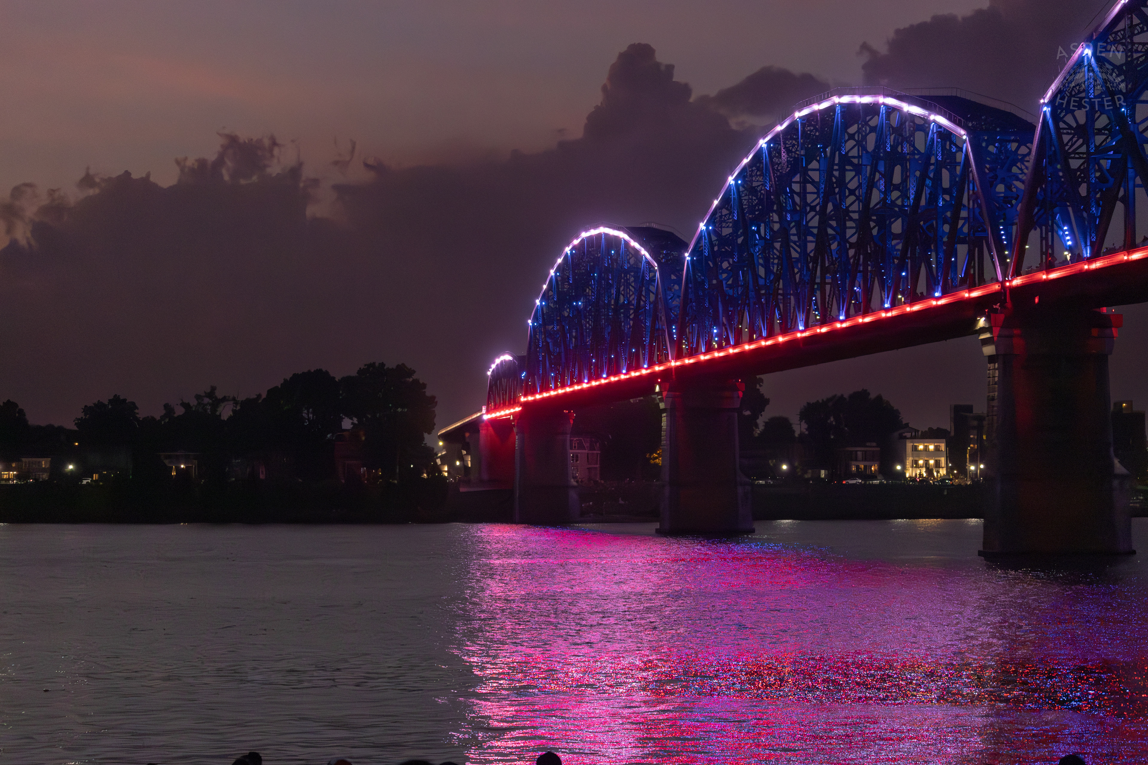 The Big Four Bridge Before The Fireworks Show at Waterfront Park Fourth of July. July 4th, 2024/Aspen Hester