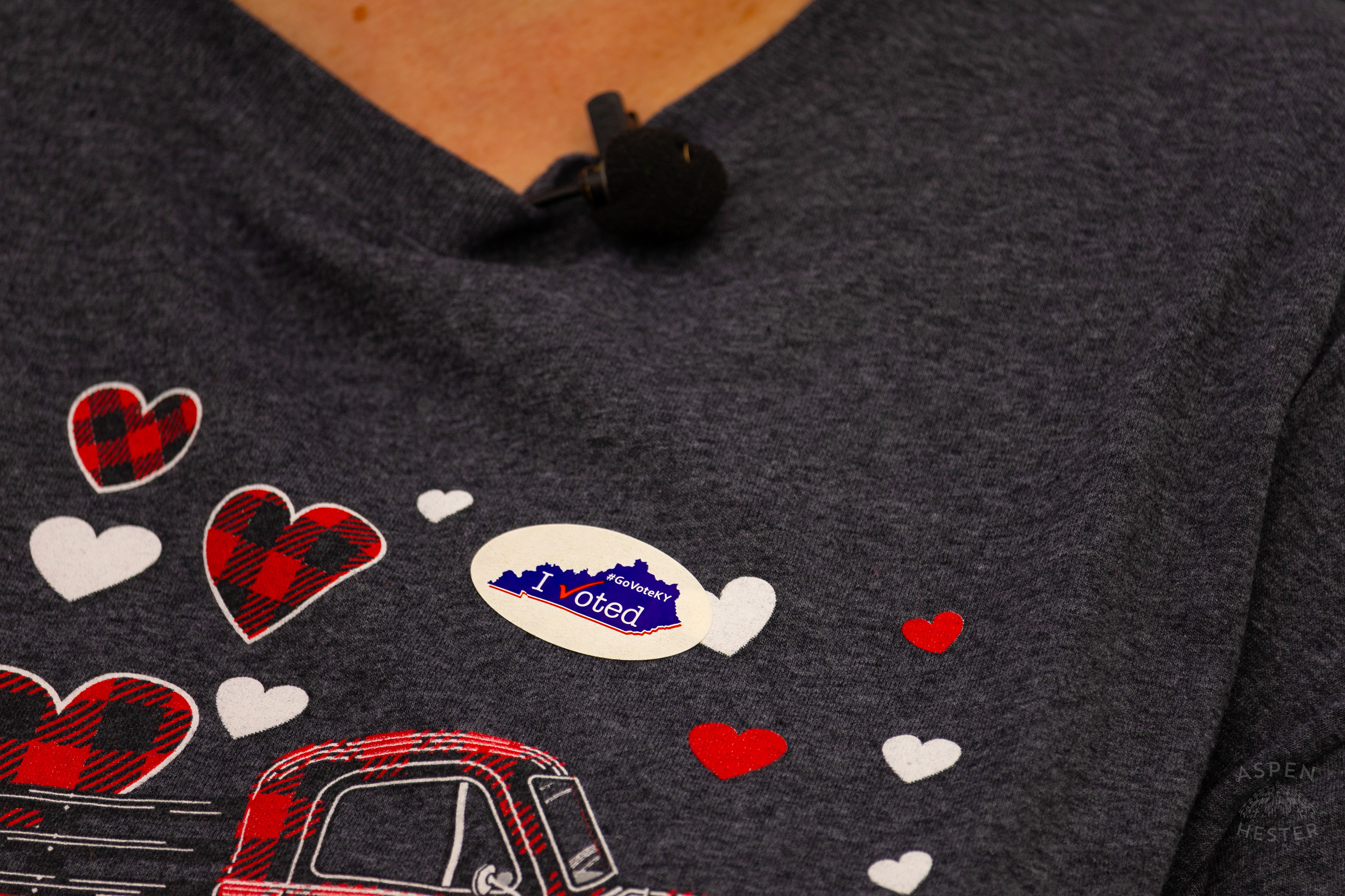 Voter Proudly Wearing “I Voted” Sticker for The 2024 Election in Hardin County. November 5th, 2024/Aspen Hester