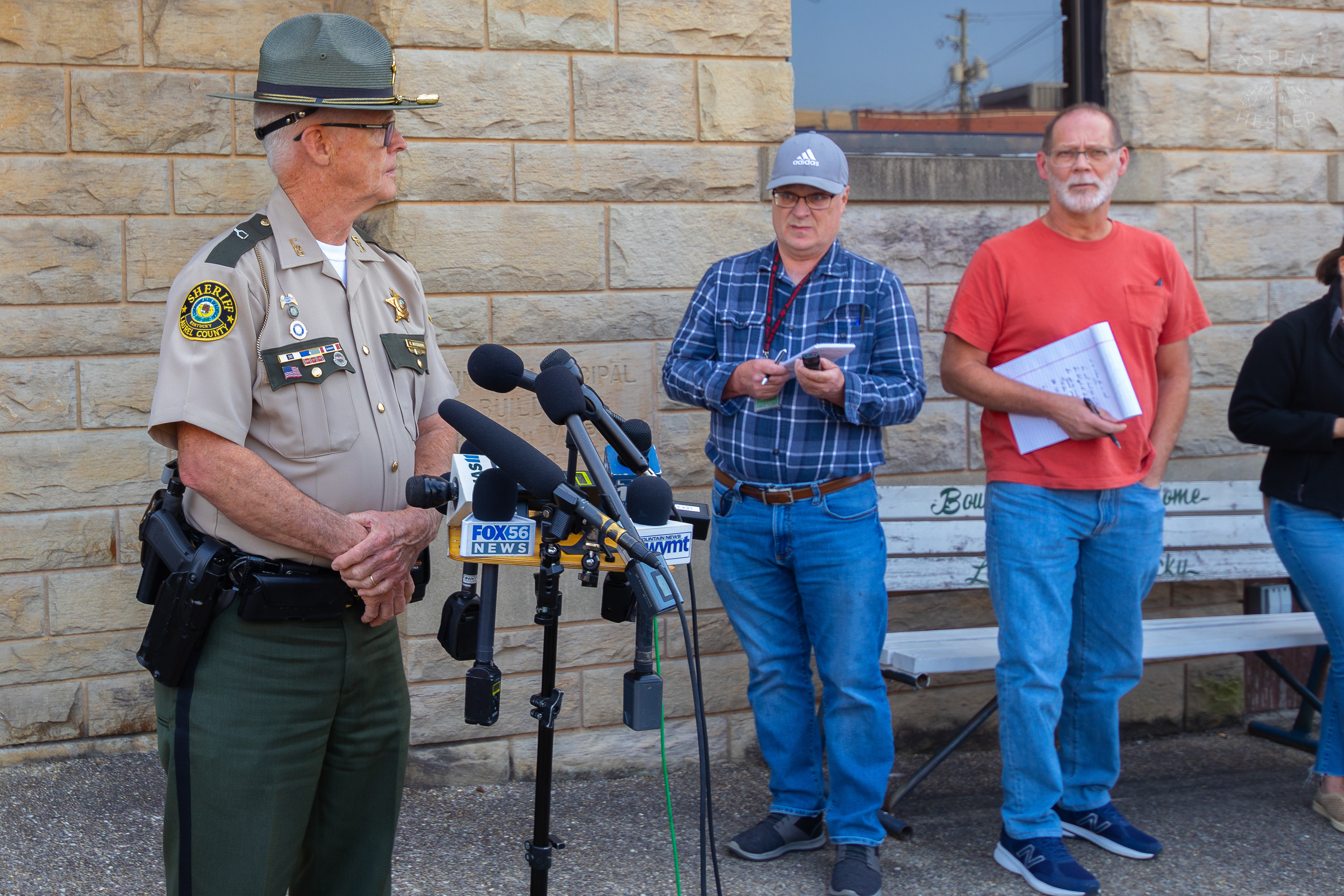 Laurel County Sheriff Spokesperson Dep. Gilbert Acciardo Speaks to The Media About The Ongoing Search for Joseph Couch The Man Suspected of Shooting at Least 12 Cars and Wounding 5 People Driving Past Exit 49 on I-75 in London KY. September 8th, 2024/Aspen Hester