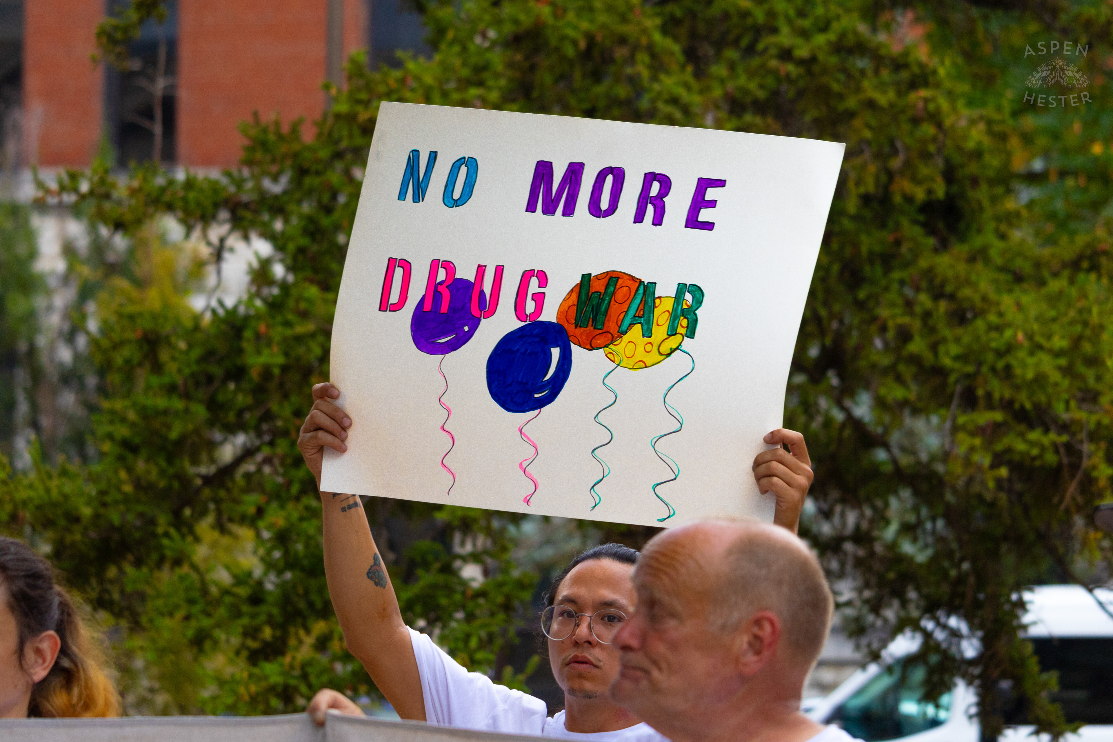 Sign That Reads “NO MORE DRUG WAR” at The 3rd Annual Vocal KY International Overdose Awareness Day Rally and March. August 31st, 2024/Aspen Hester