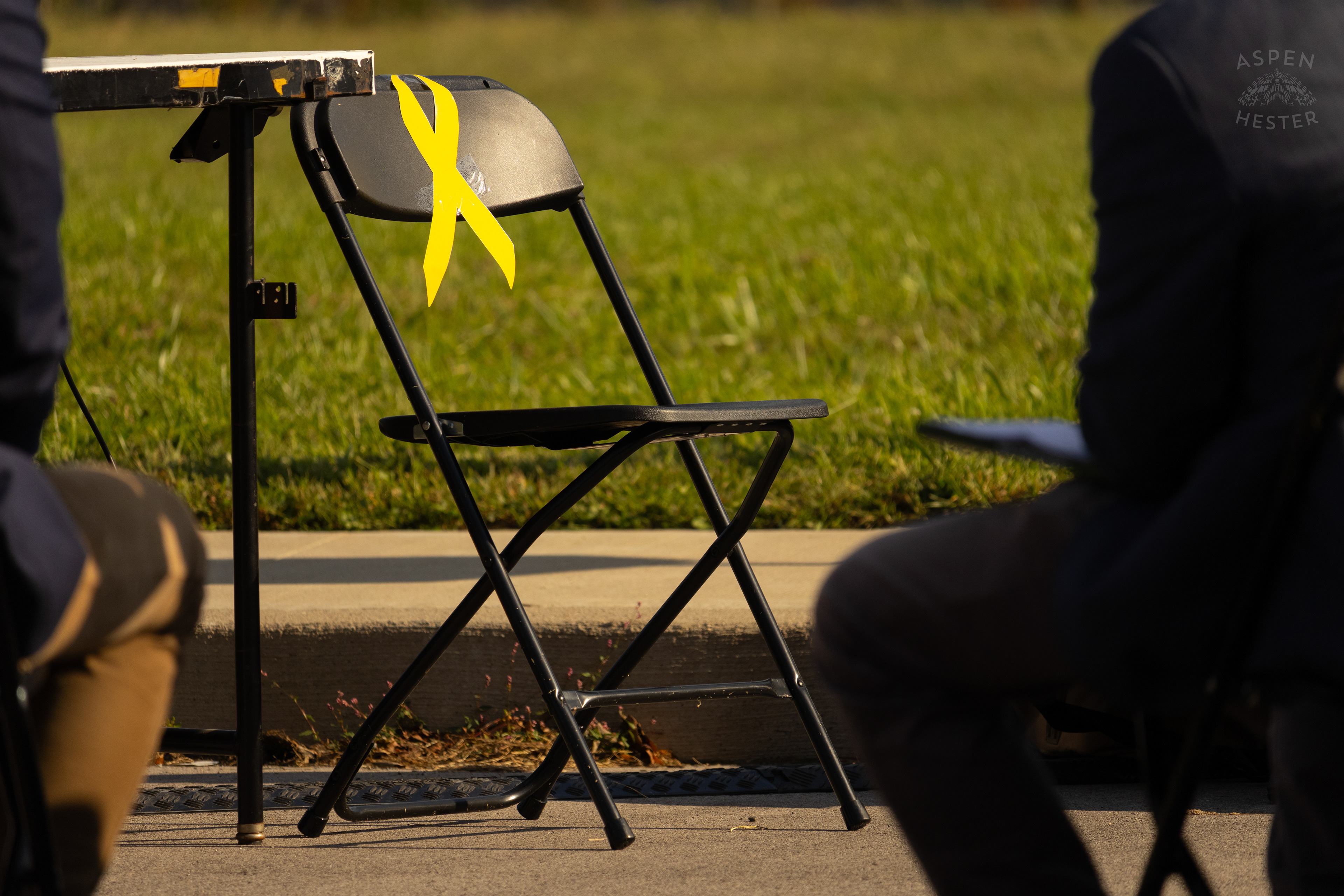 Chair Reserved for Those Still Held Hostage in Gaza at The Trager Jewish Community Centers Gathering to Remember The Victims and Pray for Peace One Year After The October 7th 2023 Hamas Attack. October 6th, 2024/Aspen Hester