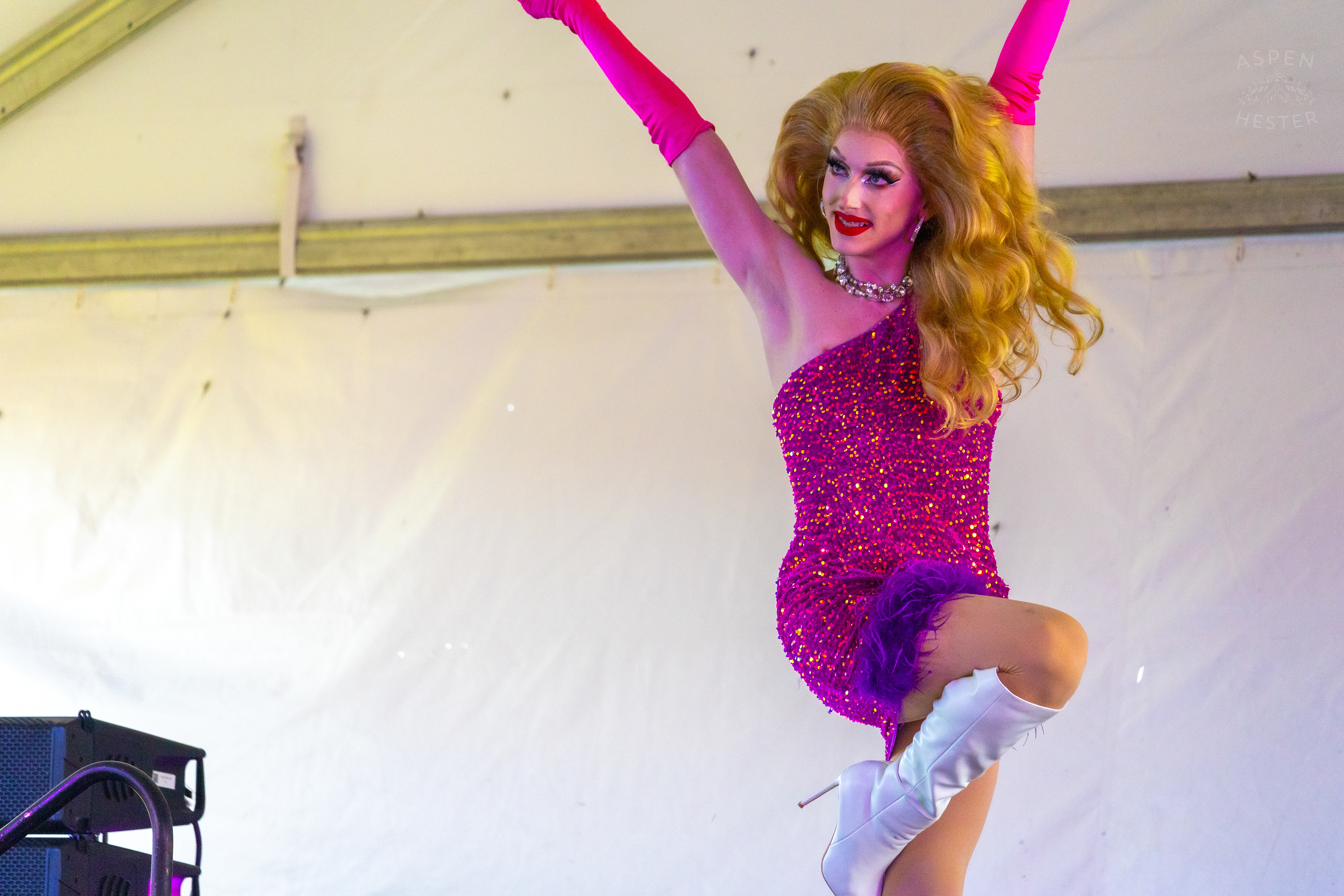 Drag Queen Lolita Velveeta Performing at The Kentuckiana Pride Festival. June 15th, 2024/Aspen Hester