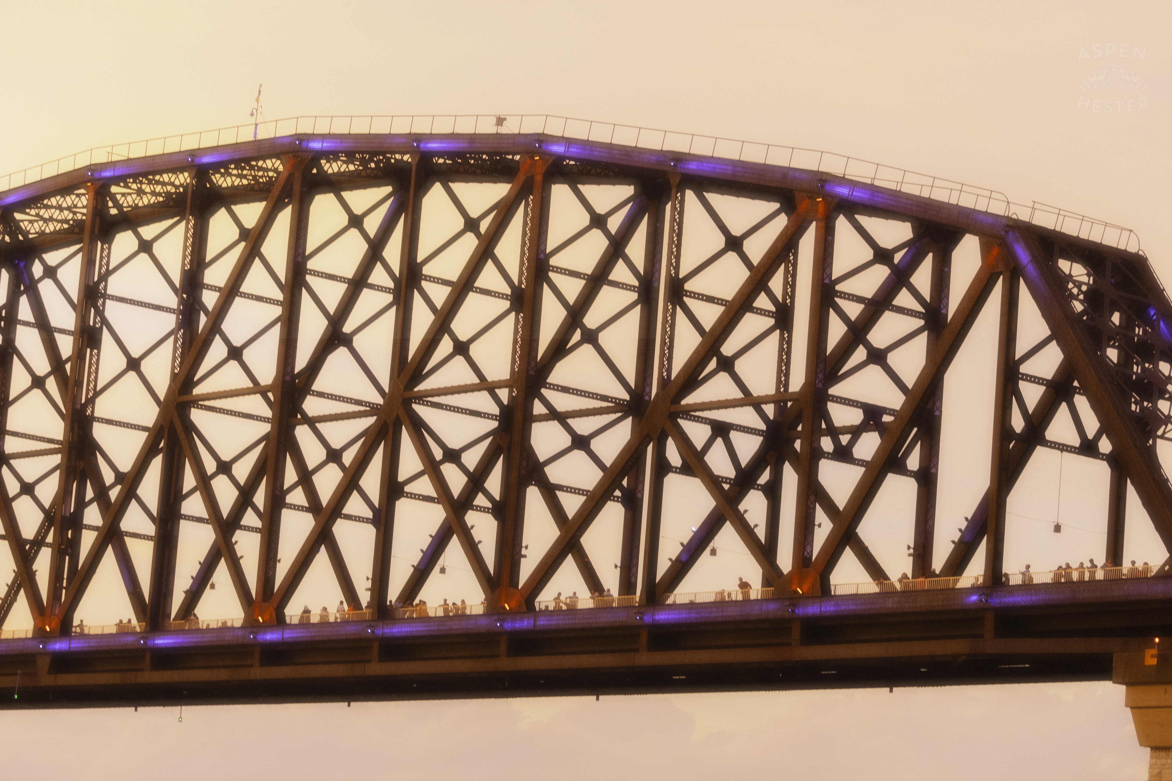 The Big Four Bridge Lit Up Red, White, and Blue Over The Waterfront Park 4th of July. July 4th, 2024/Aspen Hester