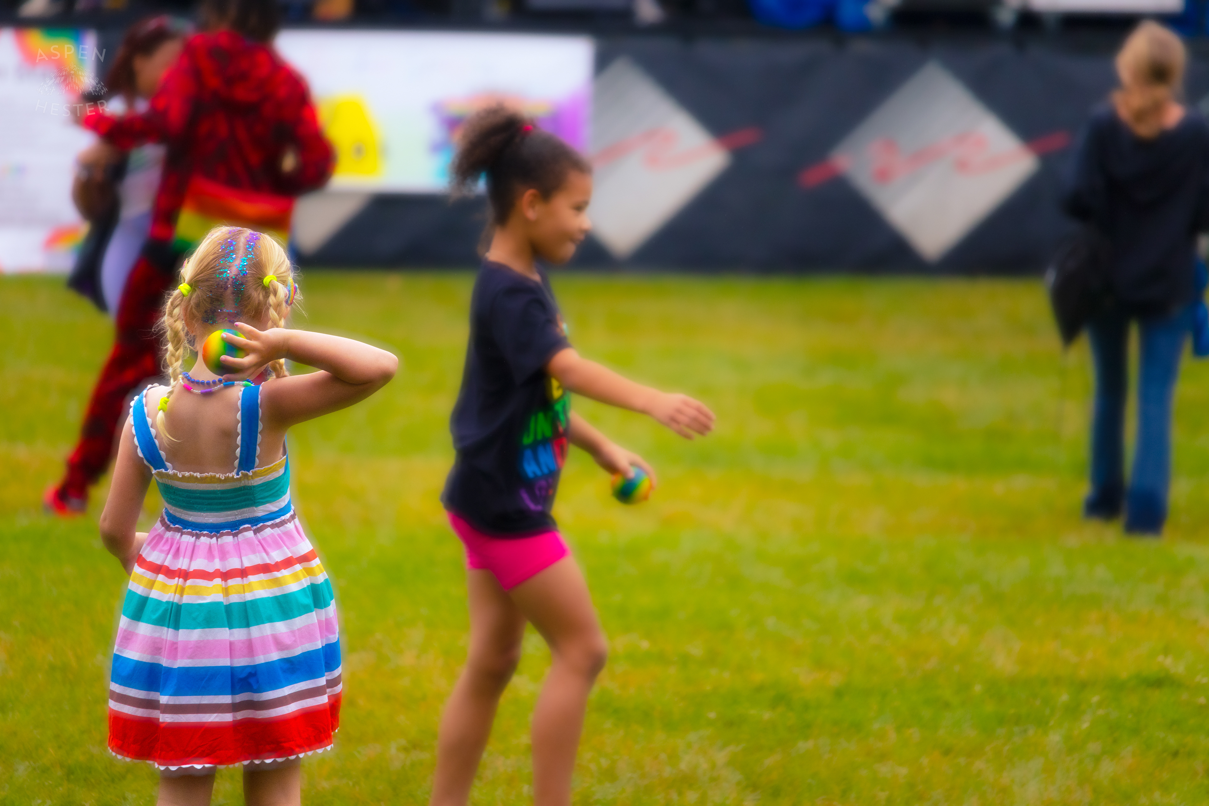 Kids Playing Ball at Southern Indiana Pride. June 1st, 2024/Aspen Hester