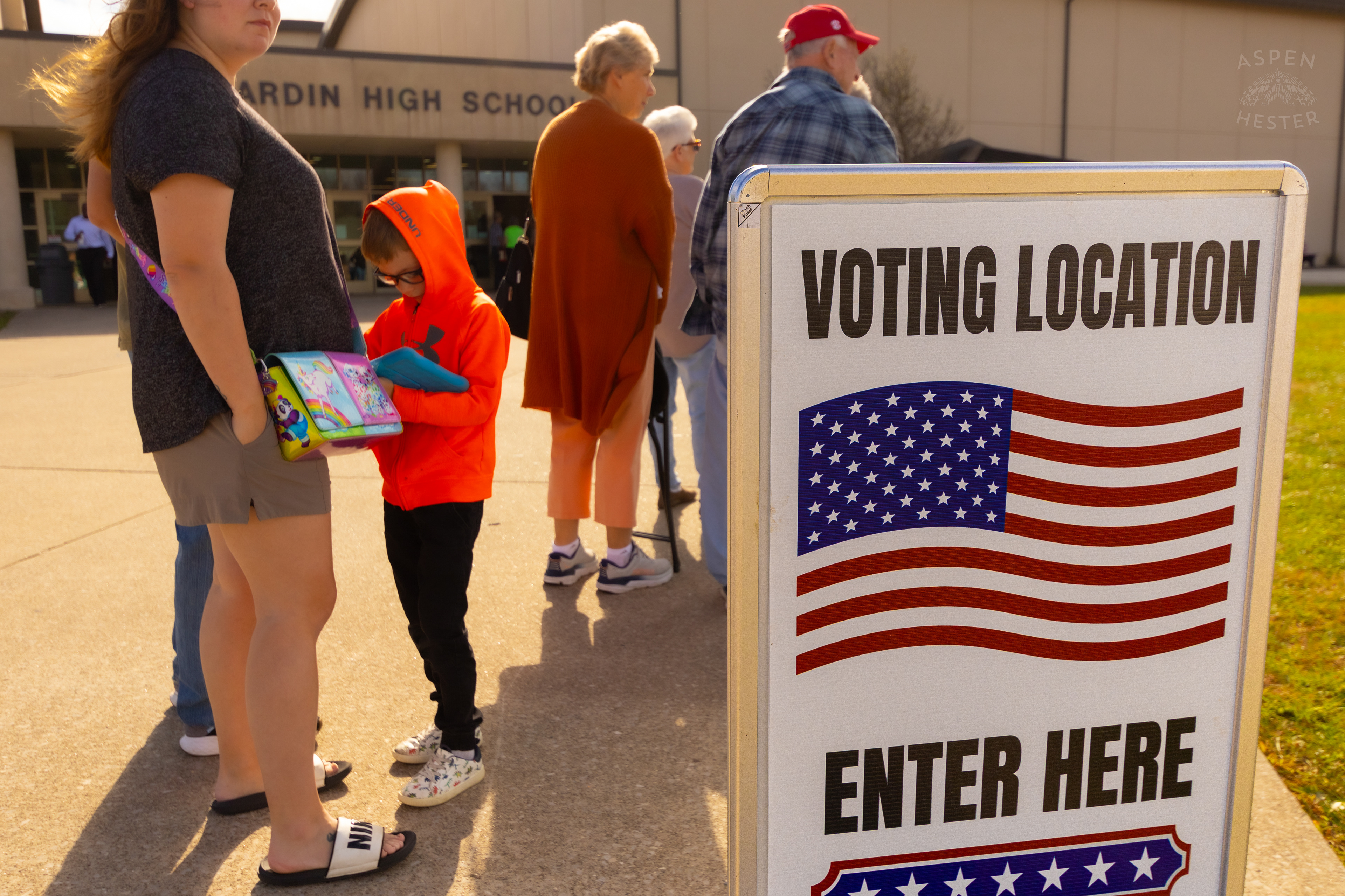 Voters Lining Up Outside John Hardin High School, A Polling Place for The 2024 Election in Hardin County. November 5th, 2024/Aspen Hester