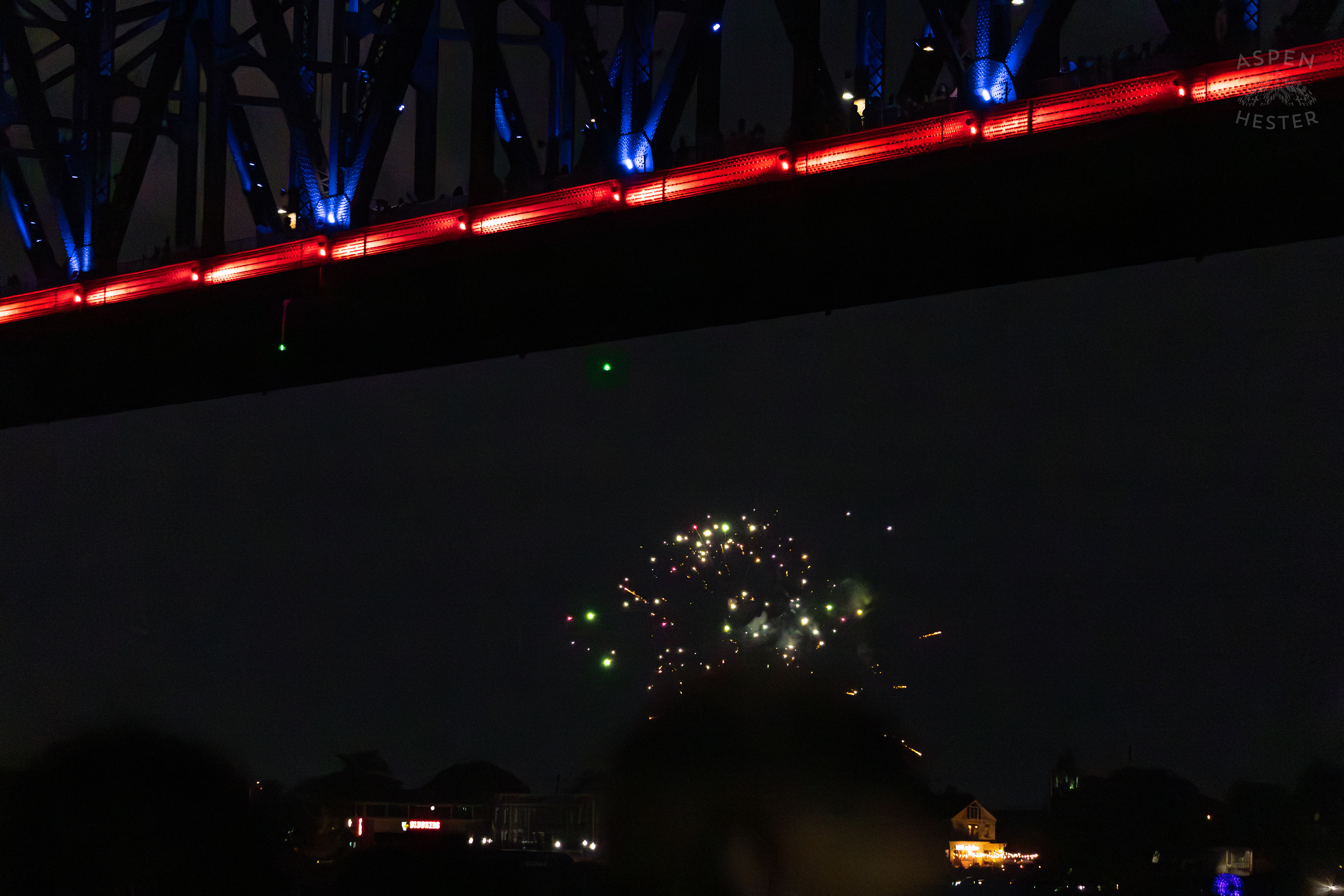 Fireworks from Jeffersonville Before the Show at Waterfront Park Fourth of July. July 4th, 2024/Aspen Hester