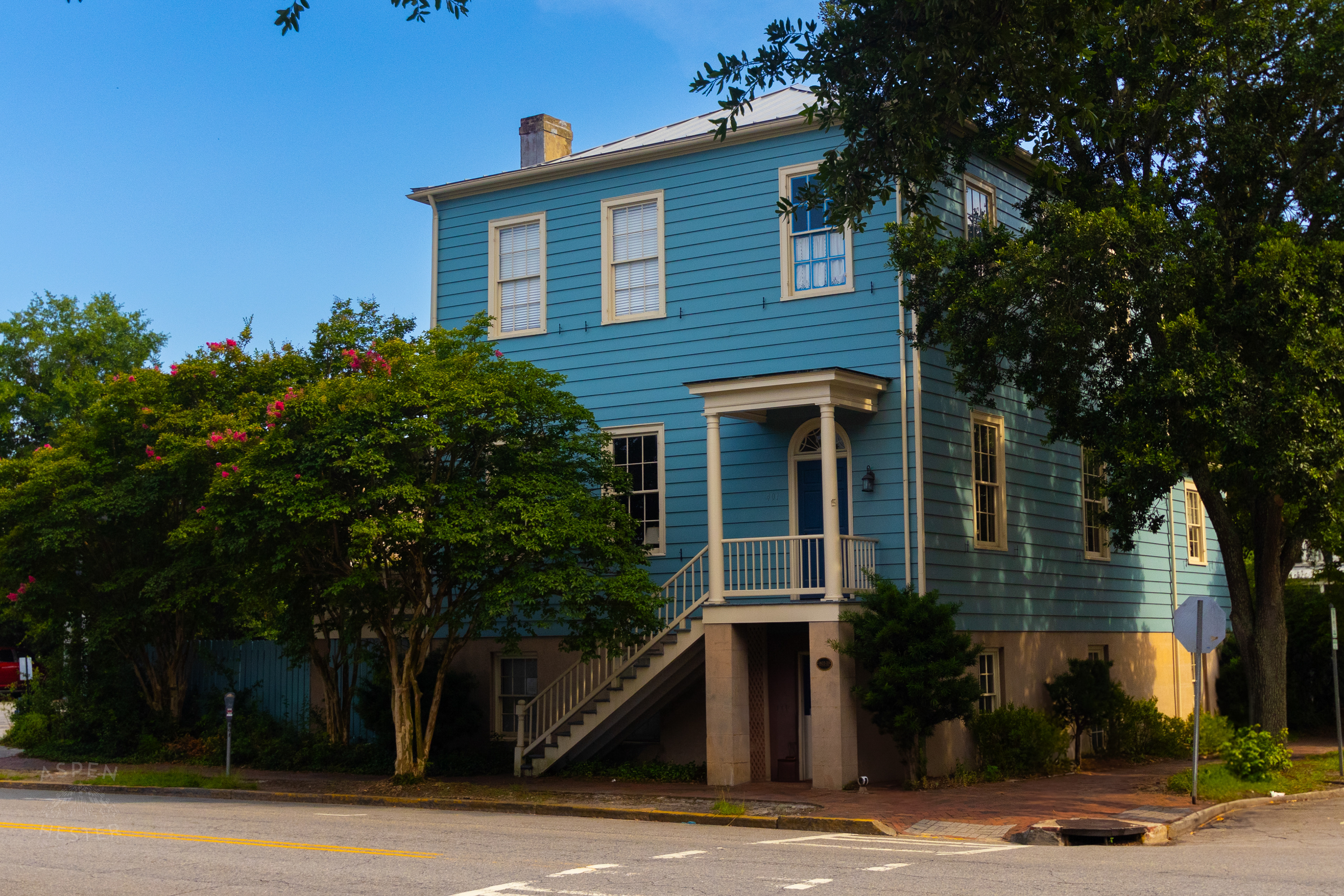 Haint Blue Home in Savannah Georgia. June 26th, 2024/Aspen Hester
