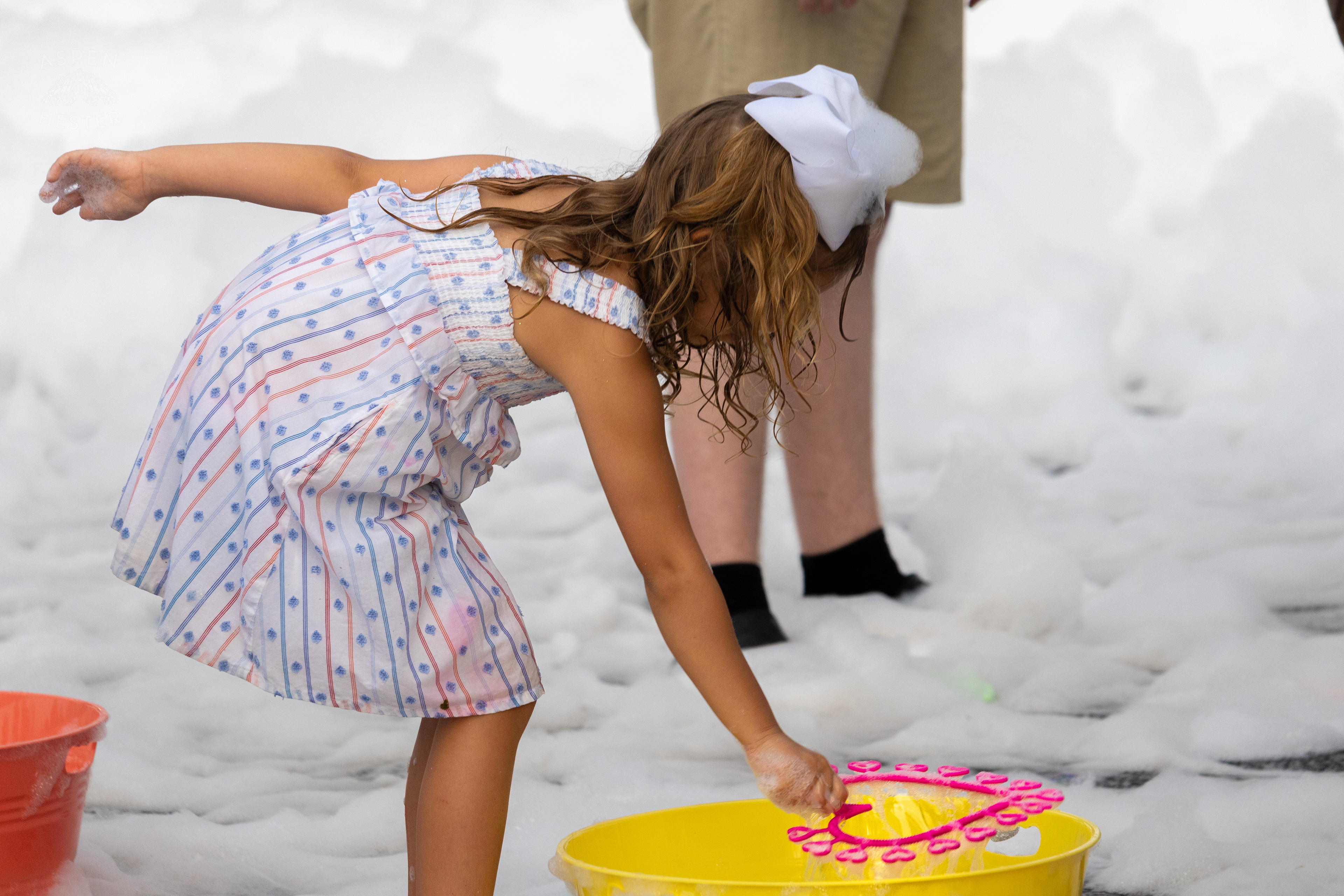 Christina Sanjuan's Daughter Playing in the Bubble Party at Waterfront Park Fourth of July. July 4th, 2024/Aspen Hester