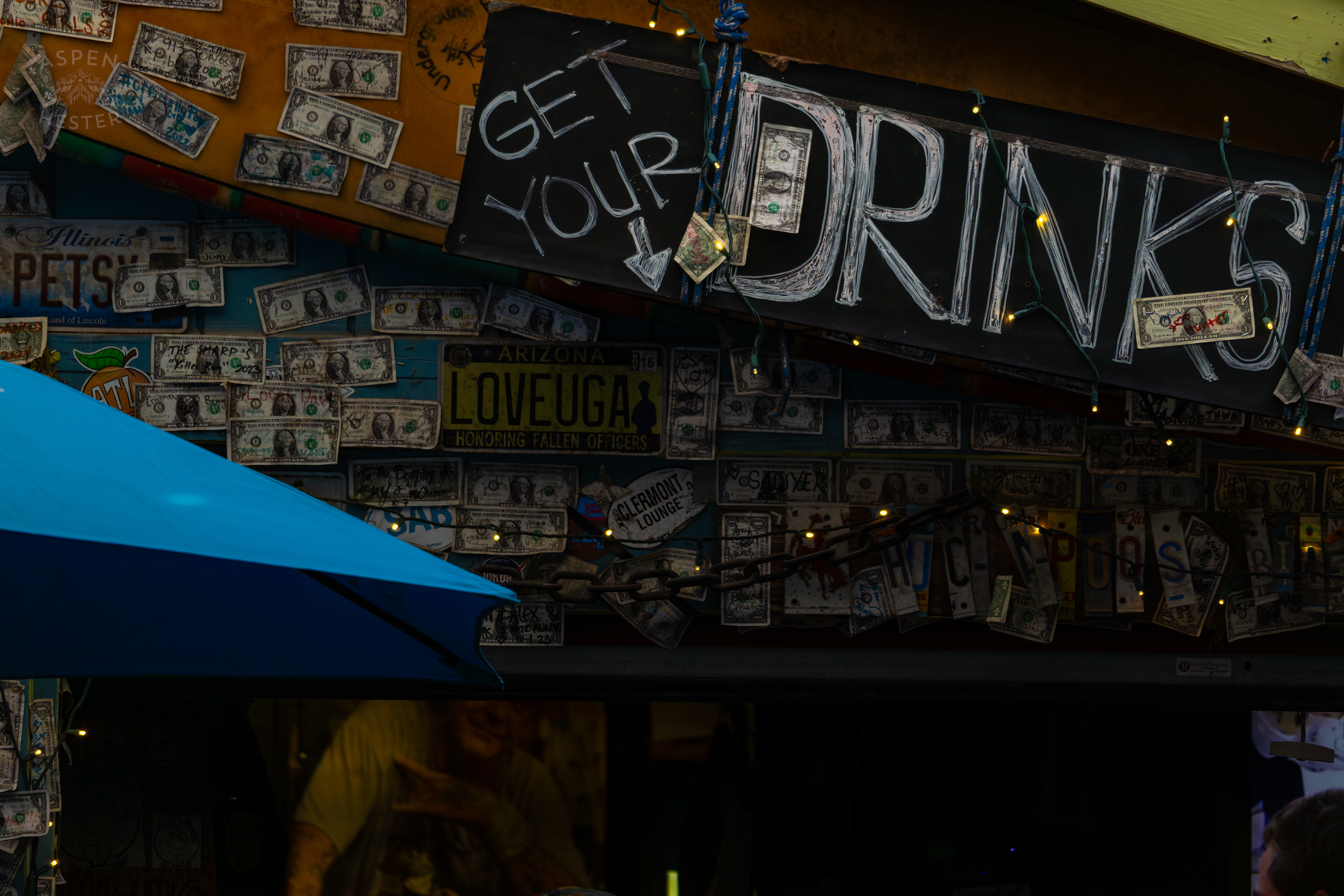 Huc-A-Poos Bites and Booze Bar Sign on Tybee Island Georgia. June 25th, 2024/Aspen Hester