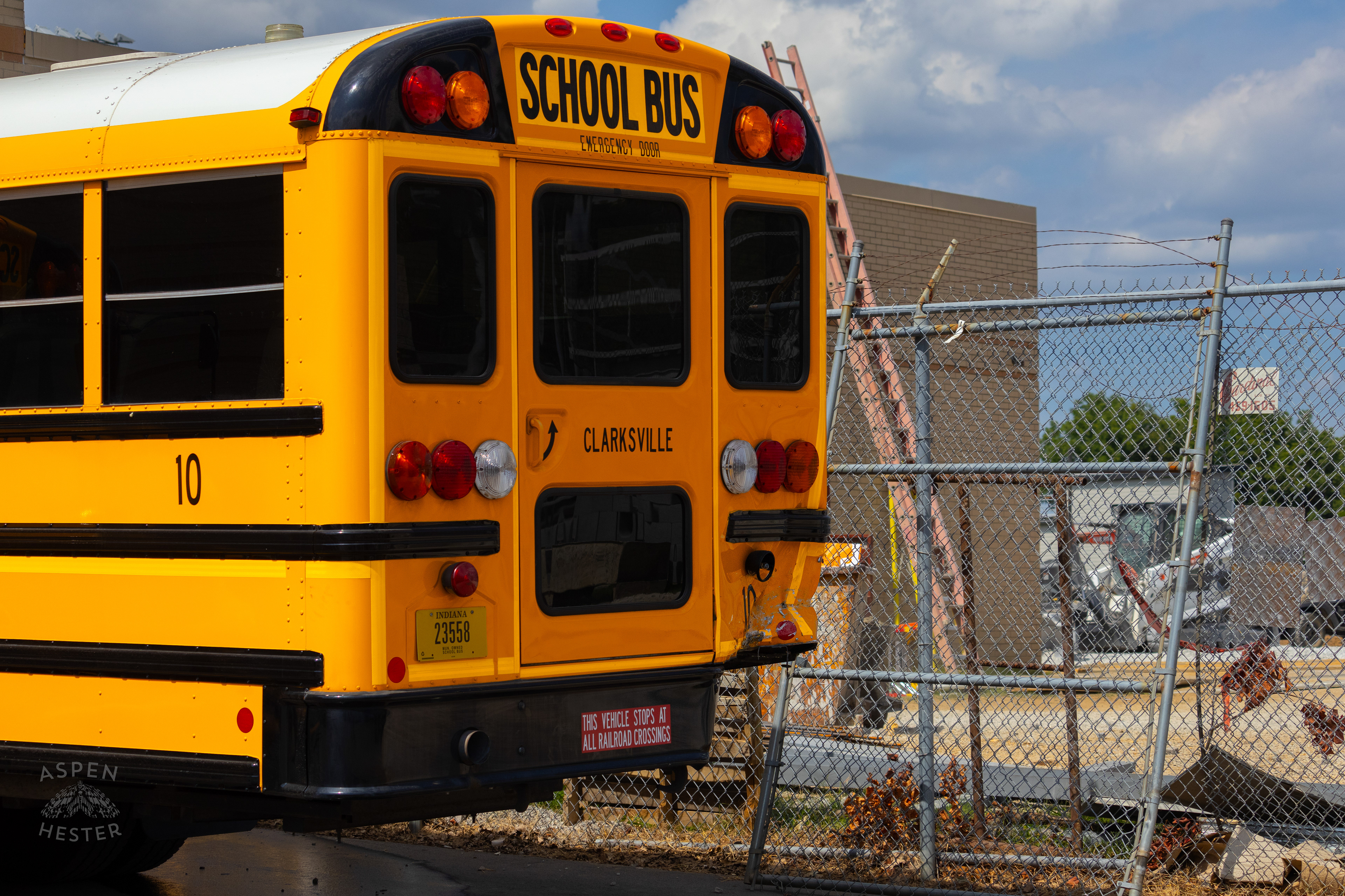 The Damage Done to A Clarksville Community School Cooperation Bus After A Dodge Charger Crashed into it at Full Speed. August 14th, 2024/Aspen Hester