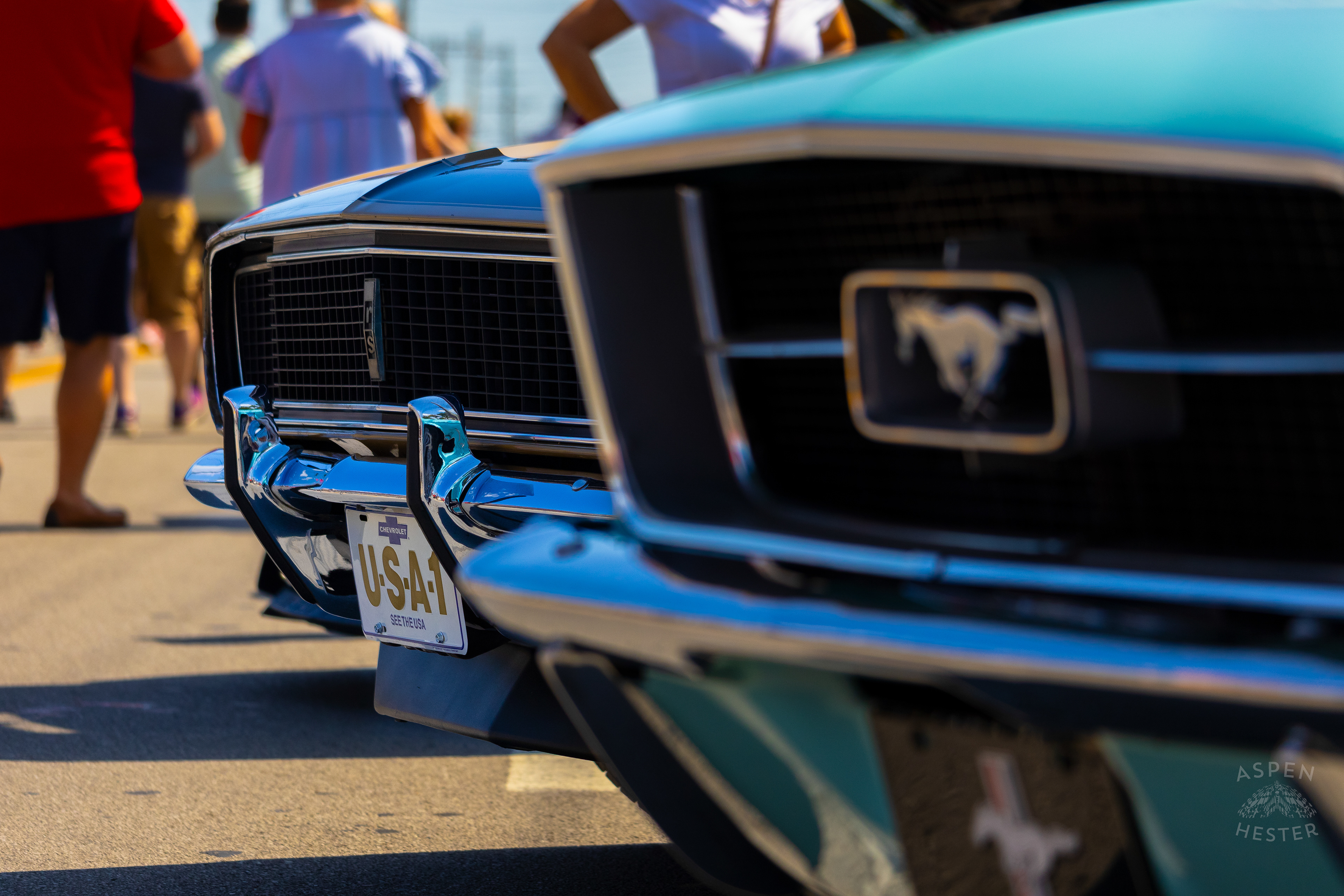 A Light Blue 1967 Ford Mustang on Display at The 2024 Jeffersontown Gaslight Festival. September 15th, 2024/Aspen Hester