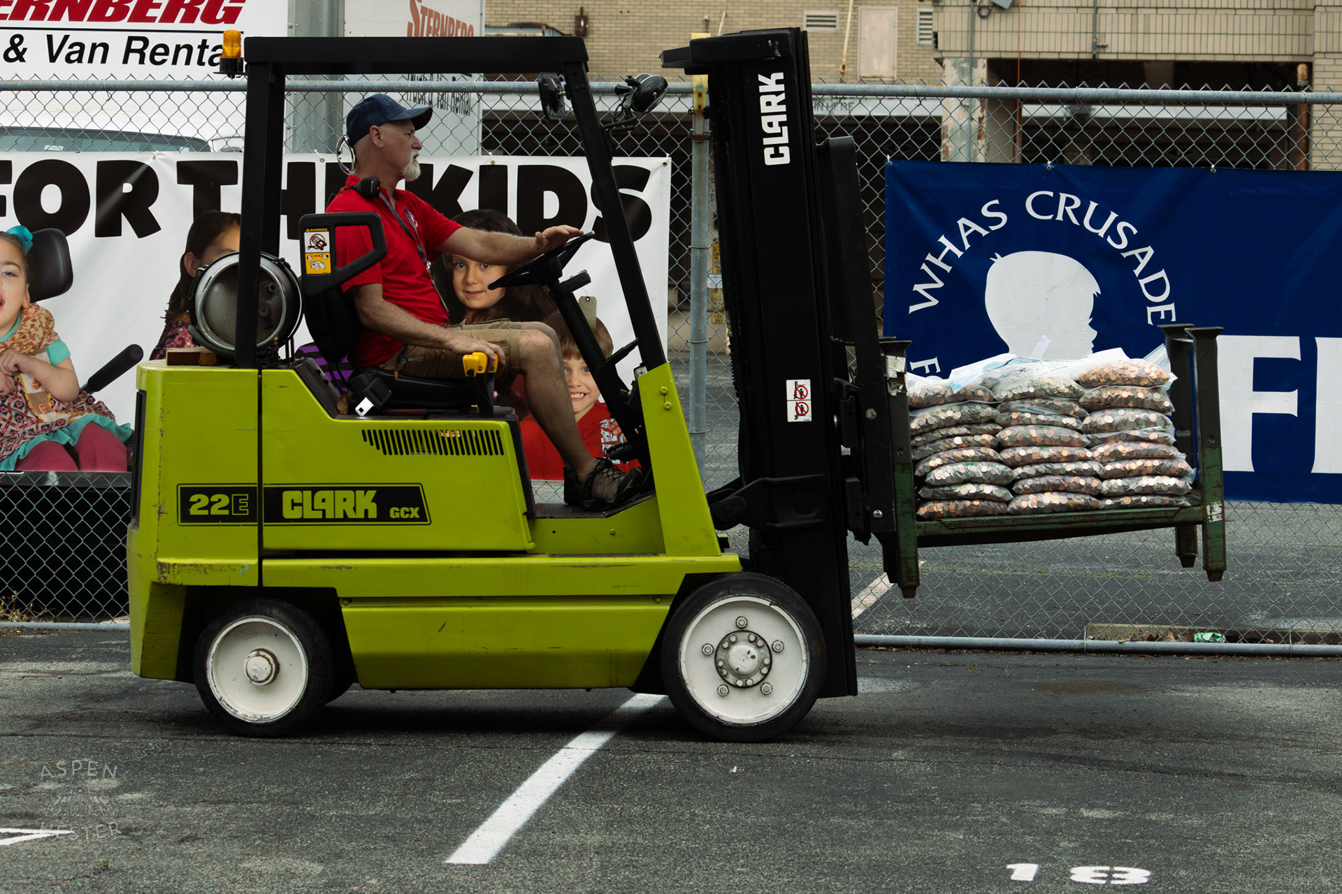 A Forklift Moving Donations to The 71st Crusade for Children. June 2nd, 2024/Aspen Hester