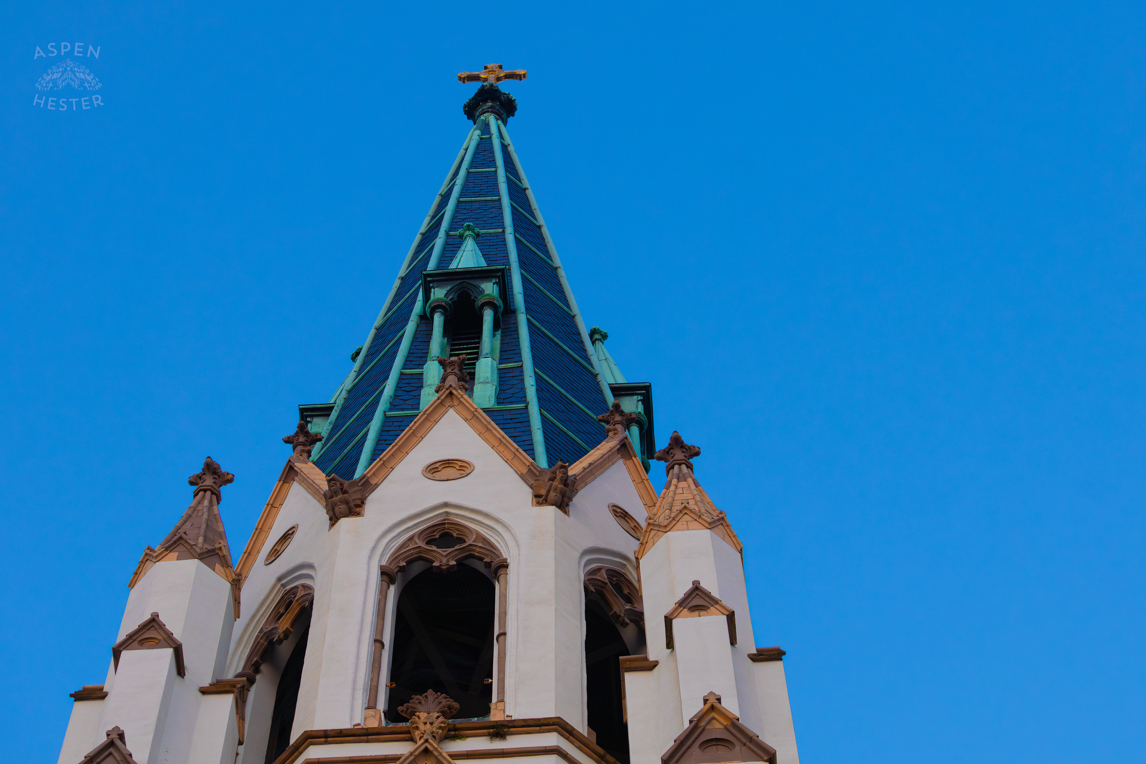 The Cathedral of St. John the Baptist Steeple Savannah Georgia. June 24th, 2024/Aspen Hester