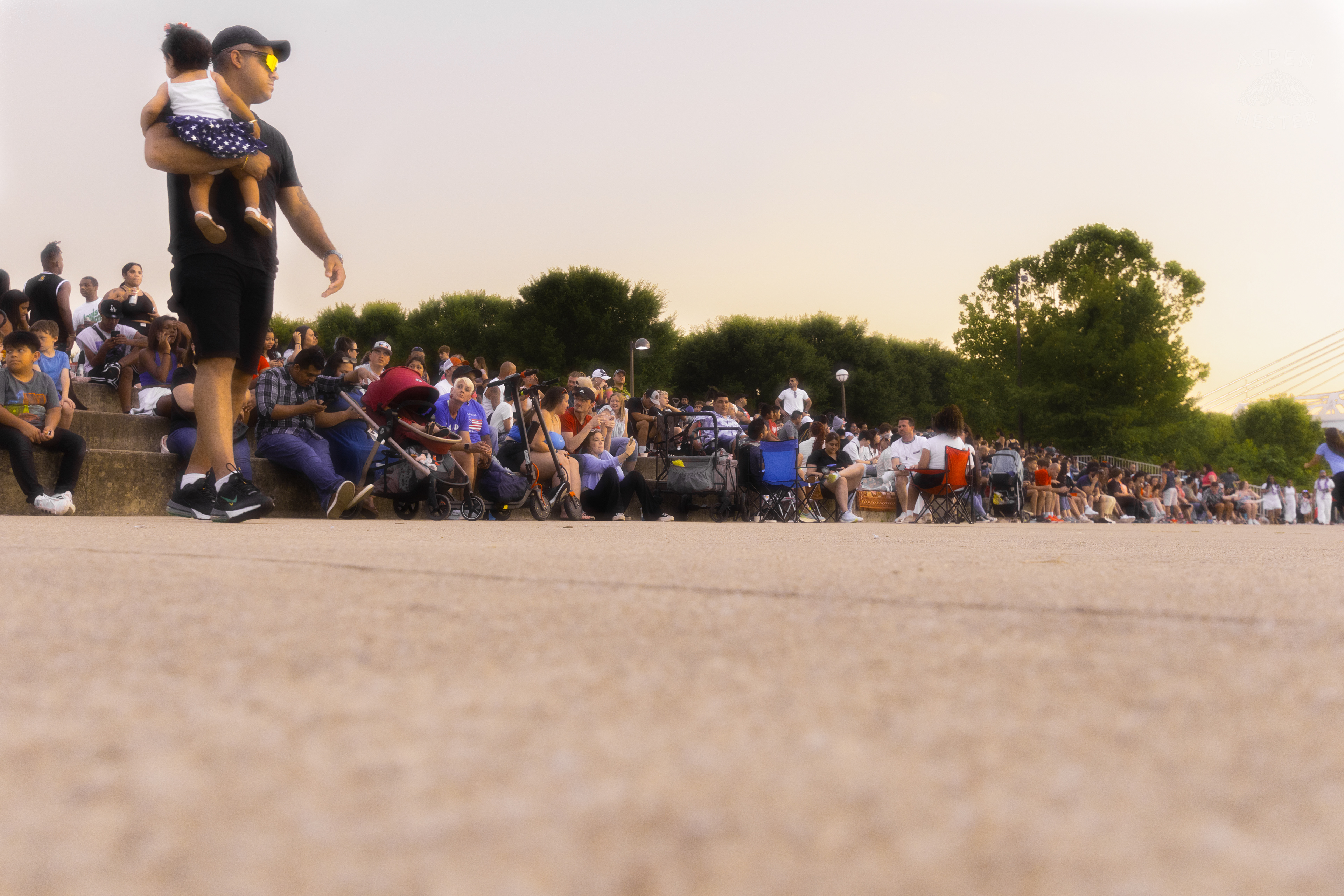 Crowds Gathering Early for the Fireworks Display at Waterfront Park 4th of July. July 4th, 2024/Aspen Hester