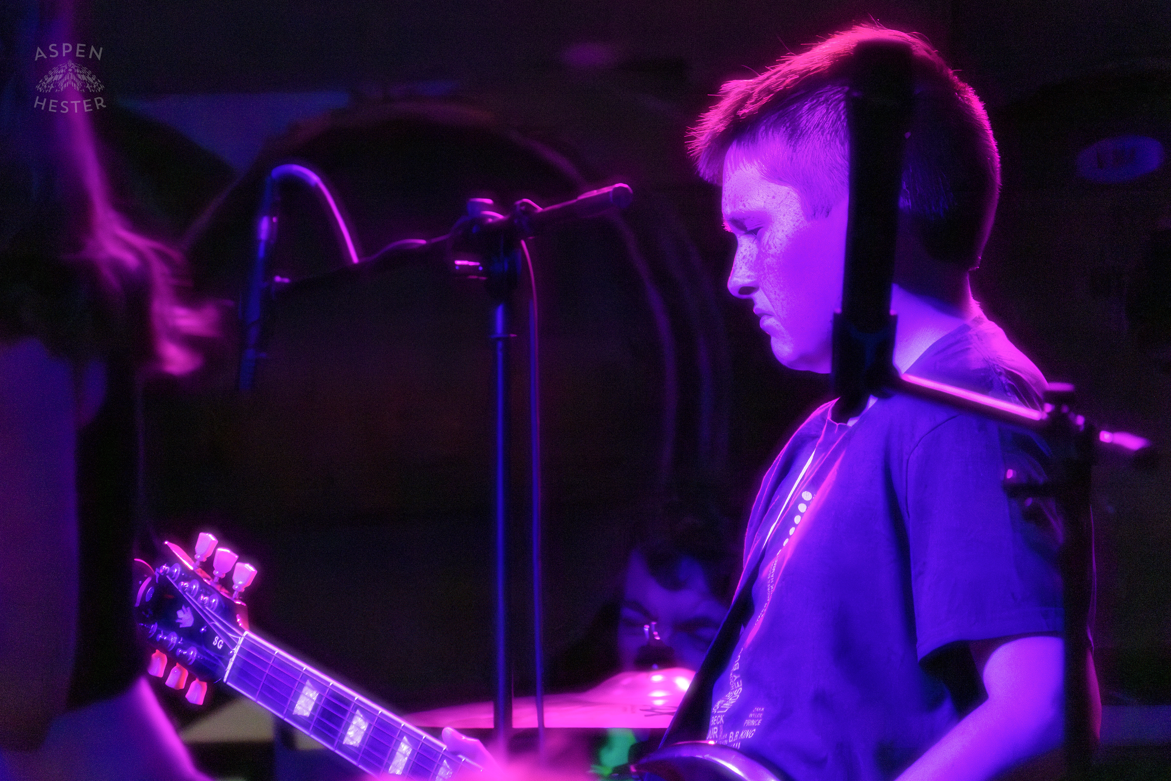 School of Rock Philadelphia Student Playing Guitar at Gravely Brewing in Louisville KY. June 29th, 2024/Aspen Hester