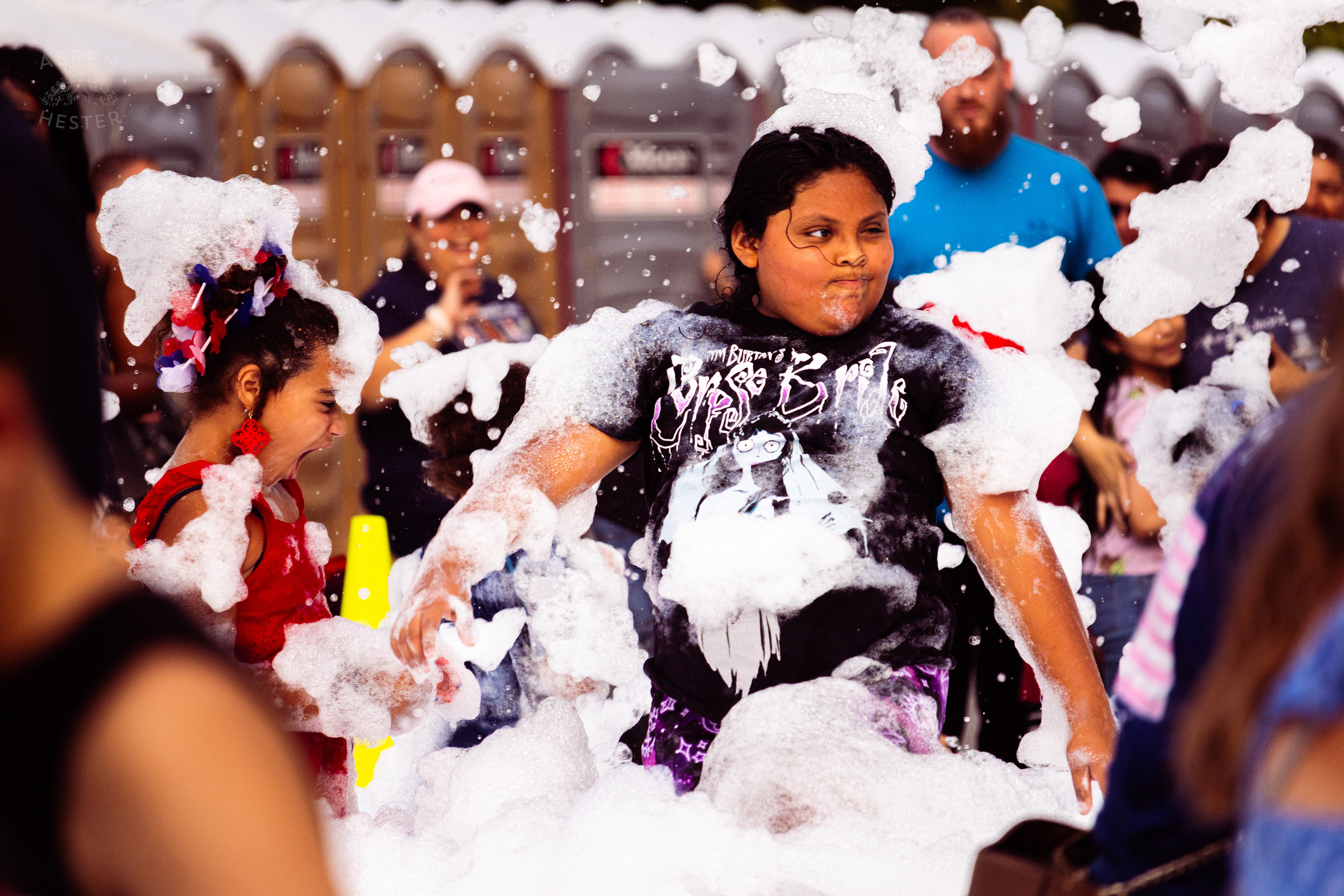 Kid Playing in the Bubble Party at Waterfront Park Fourth of July. July 4th, 2024/Aspen Hester