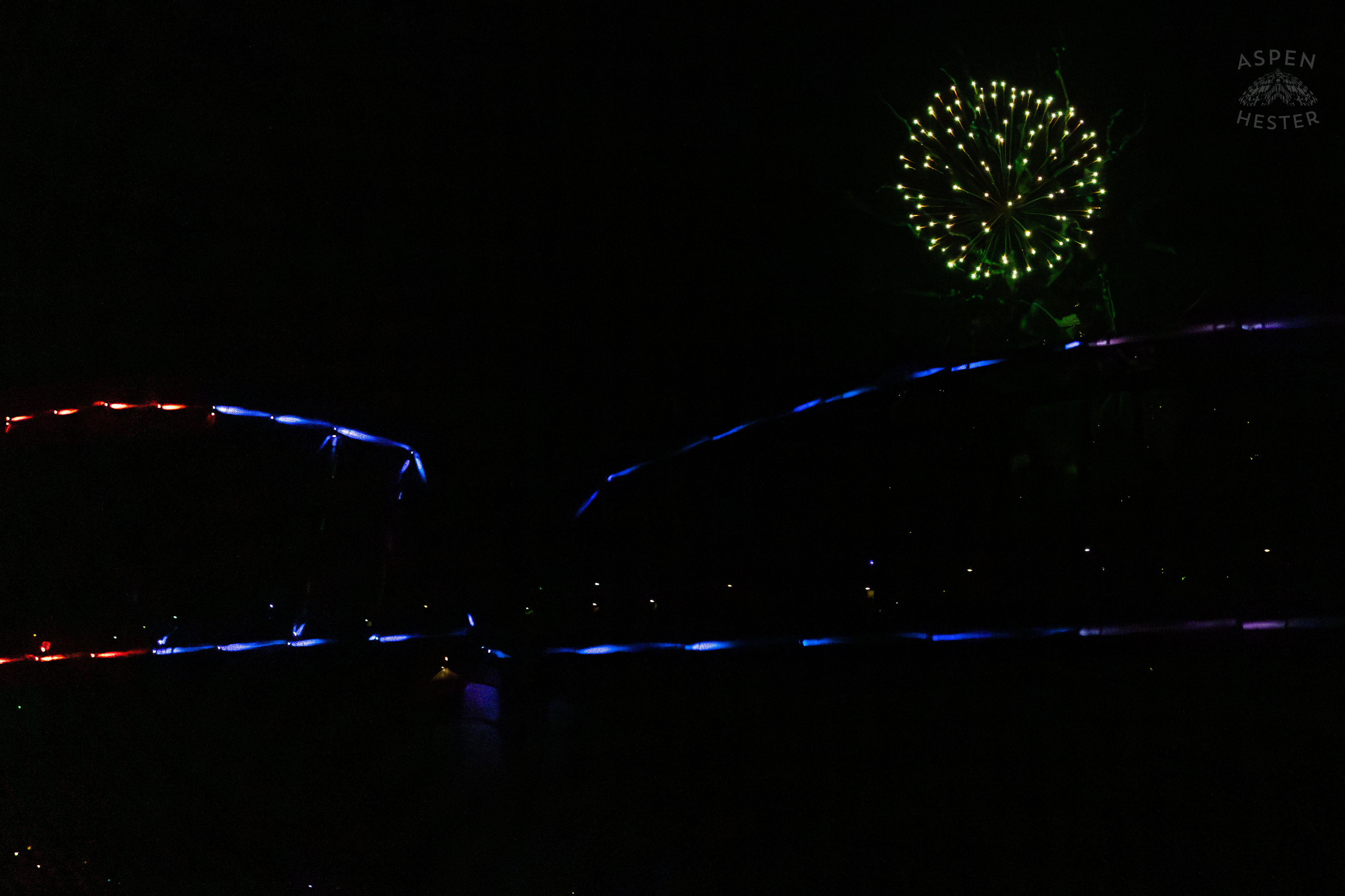 The Big Four Bridge During The Fireworks Show at Waterfront Park Fourth of July. July 4th, 2024/Aspen Hester