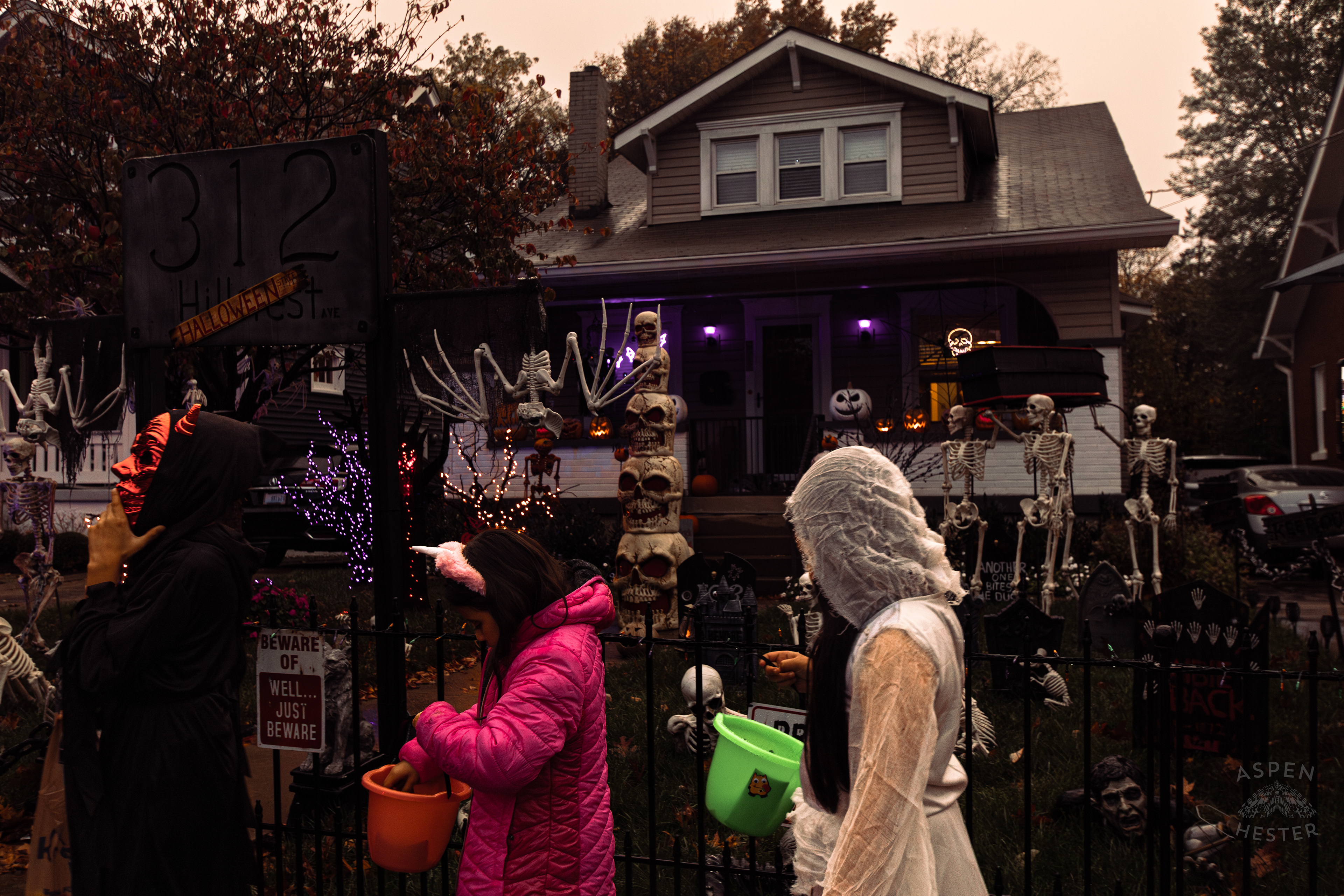 Elaborate and Extensive Decorations Along Hillcrest Avenue on Halloween Night. October 31st, 2024/Aspen Hester