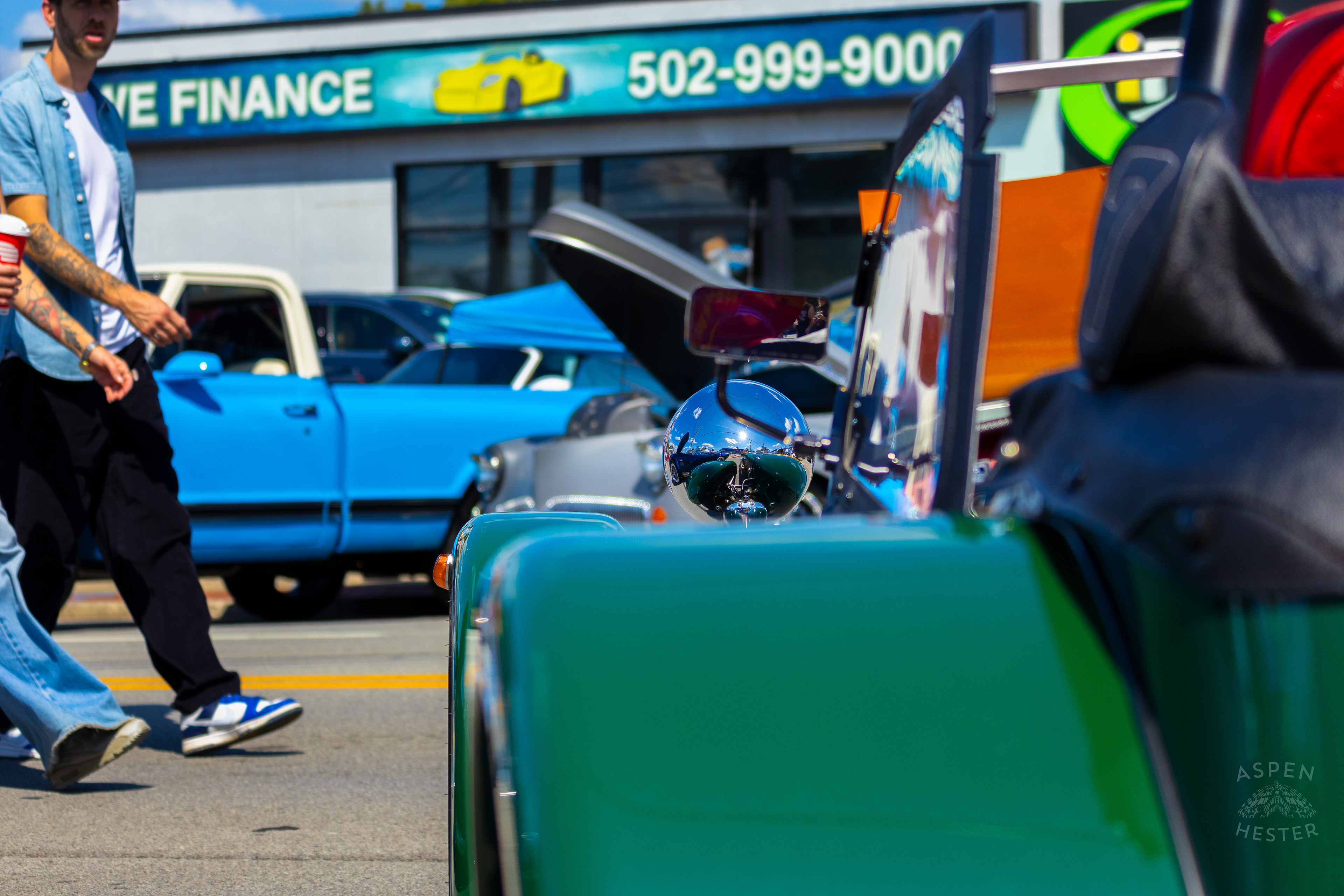 A Green and Yellow 2005 Caterham Seven on Display at The 2024 Jeffersontown Gaslight Festival. September 15th, 2024/Aspen Hester