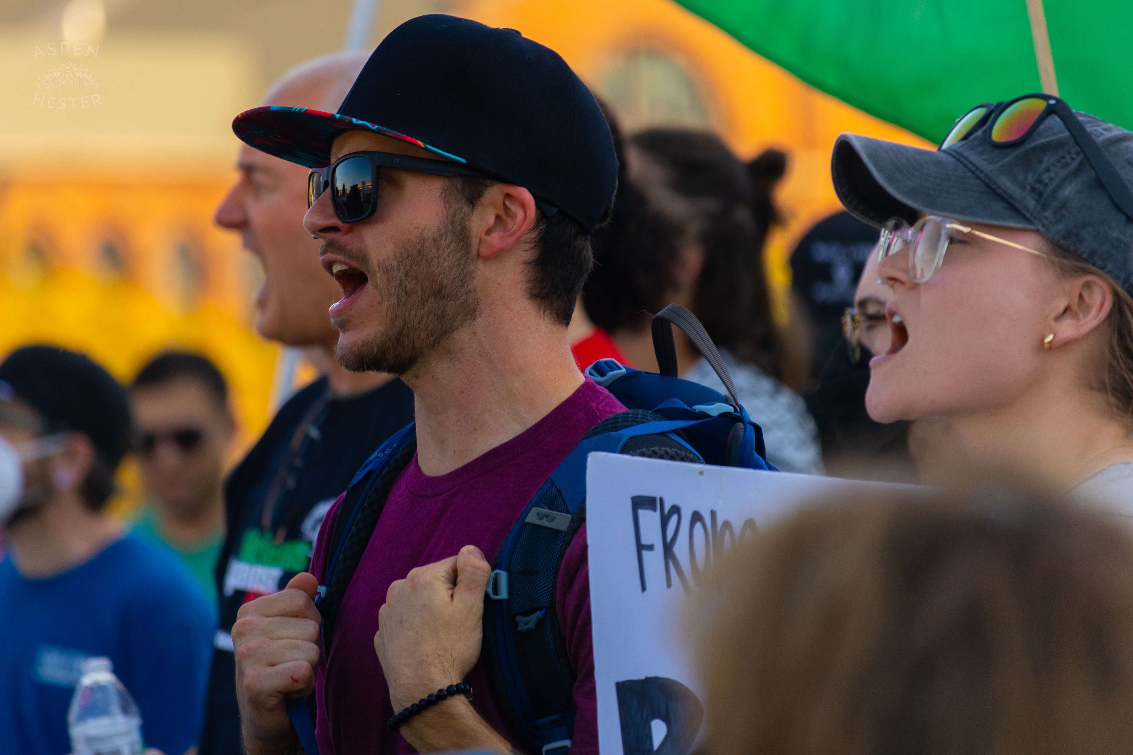 Protesters Standing Strong and Demanding Divestment and Peace During Lousiville’s One Year of Gaza Genocide Rally. October 5th, 2024/Aspen Hester 