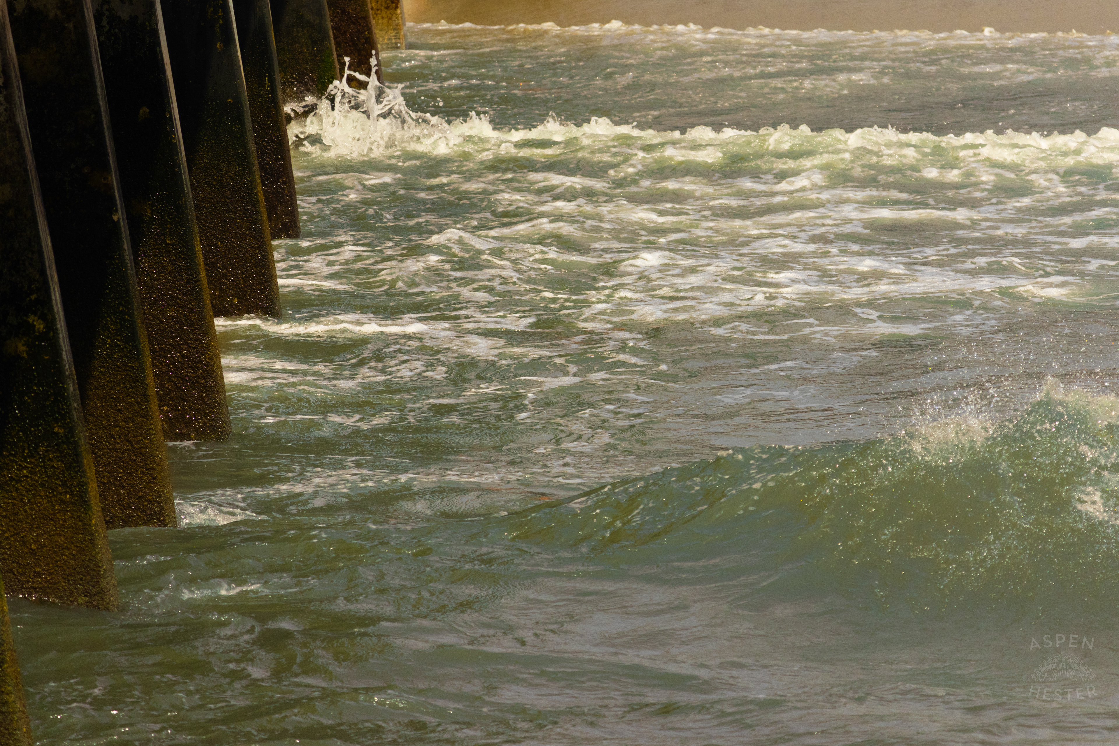 Water Splashing Against The Tybee Island Pier and Pavilion on Tybee Island Georgia. June 27th, 2024/Aspen Hester