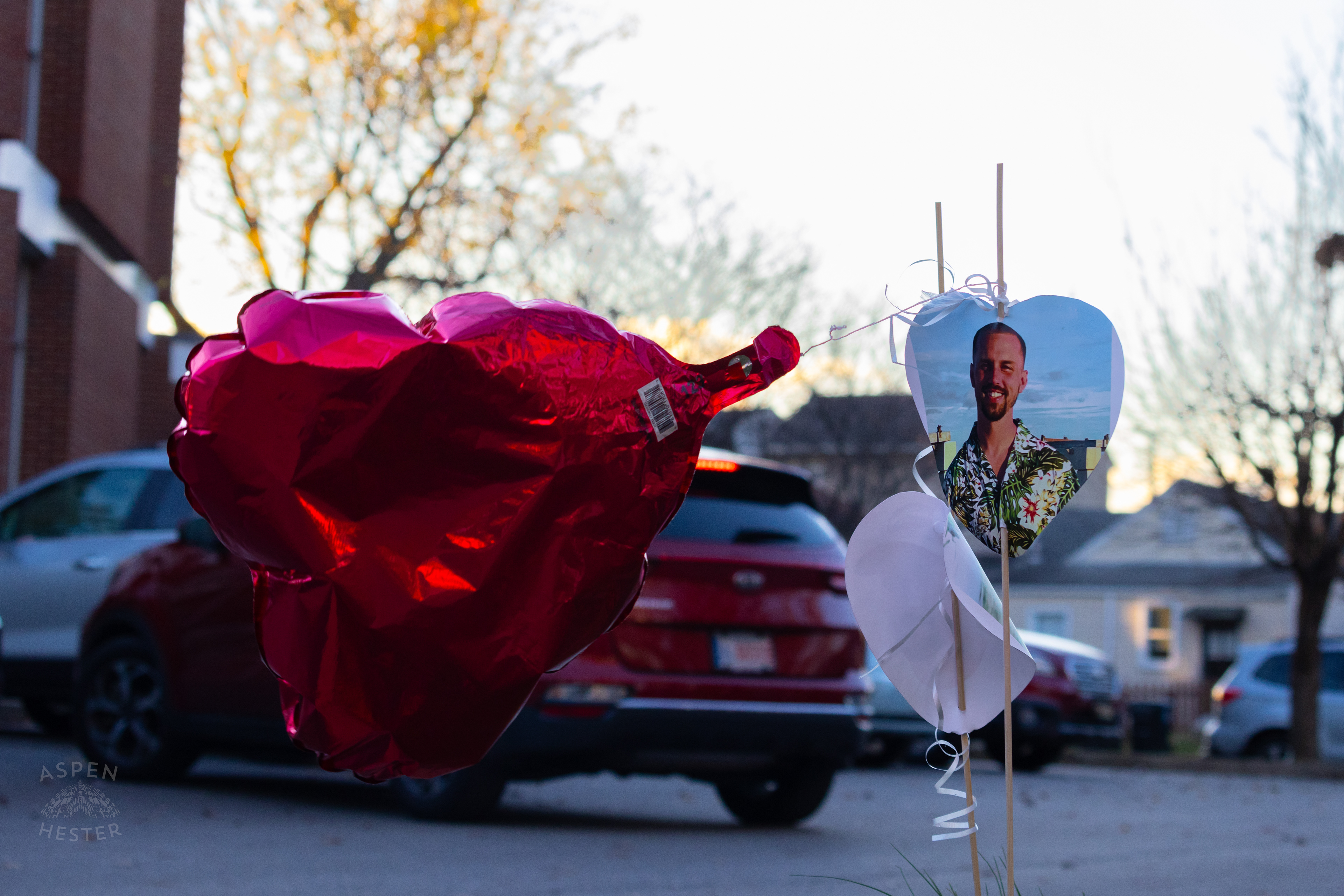 Memorial for The Victims of The Givaudan Scene Colour Plant Explosion Set Up Outside United Crescent Hill Ministries Where Representatives of The Company Are Holding Mobile Office Hours for Residents Effected. November 20th, 2024/Aspen Hester