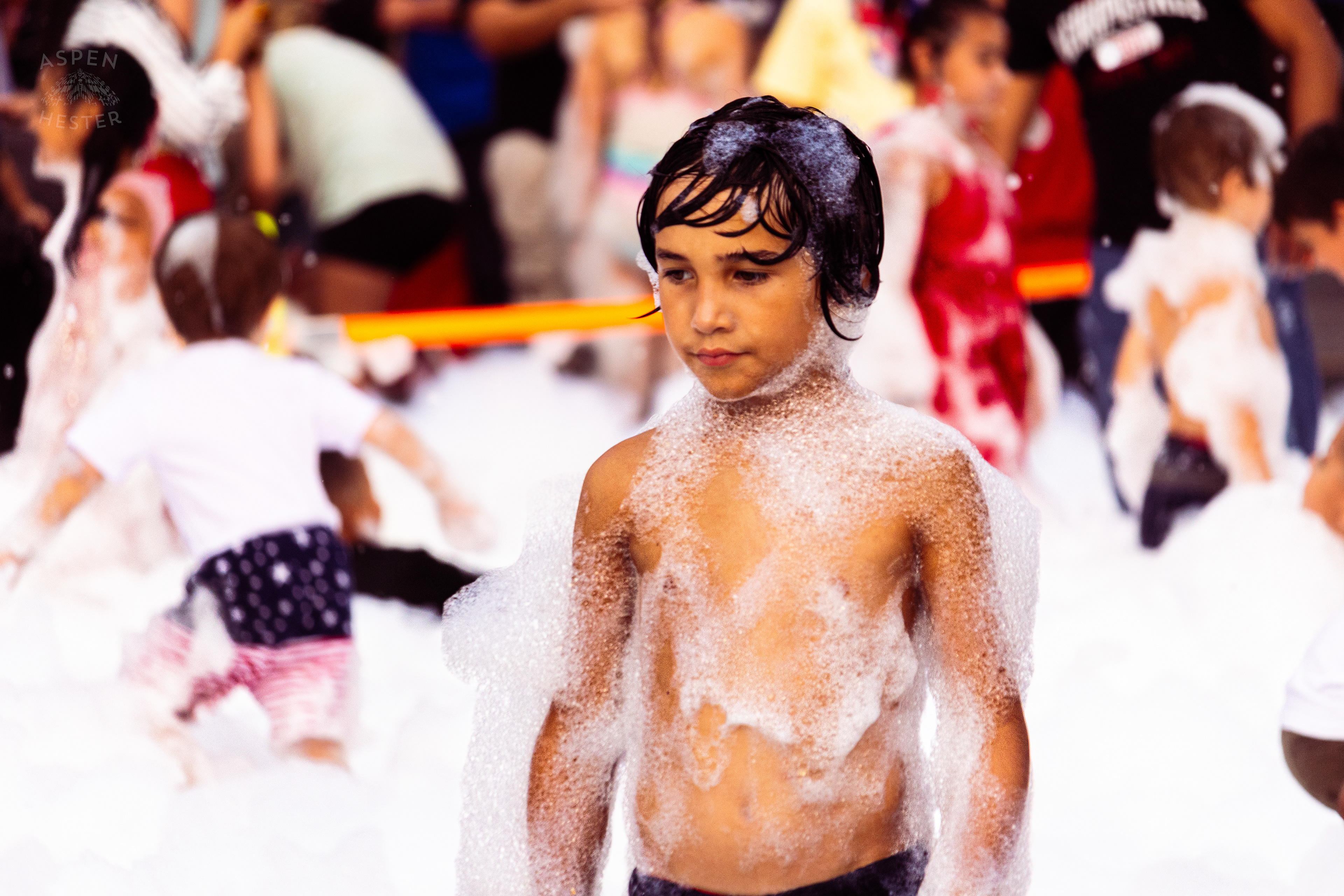 Kid Playing in the Bubble Party at Waterfront Park Fourth of July. July 4th, 2024/Aspen Hester
