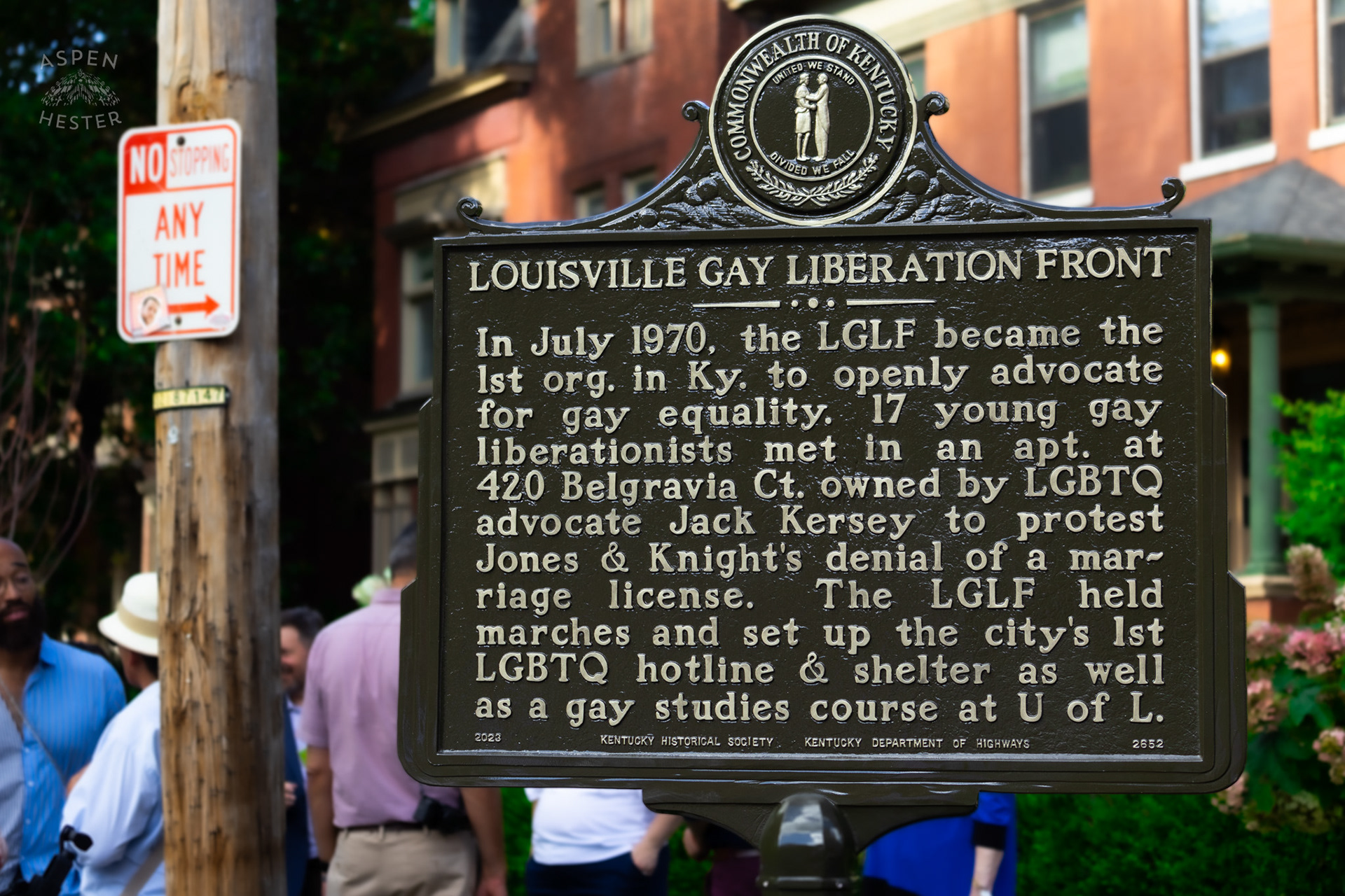 The 1st LGBTQ Ky Historical Hwy Marker Commemorating The Gay Liberation Front. June 6th, 2024/Aspen Hester