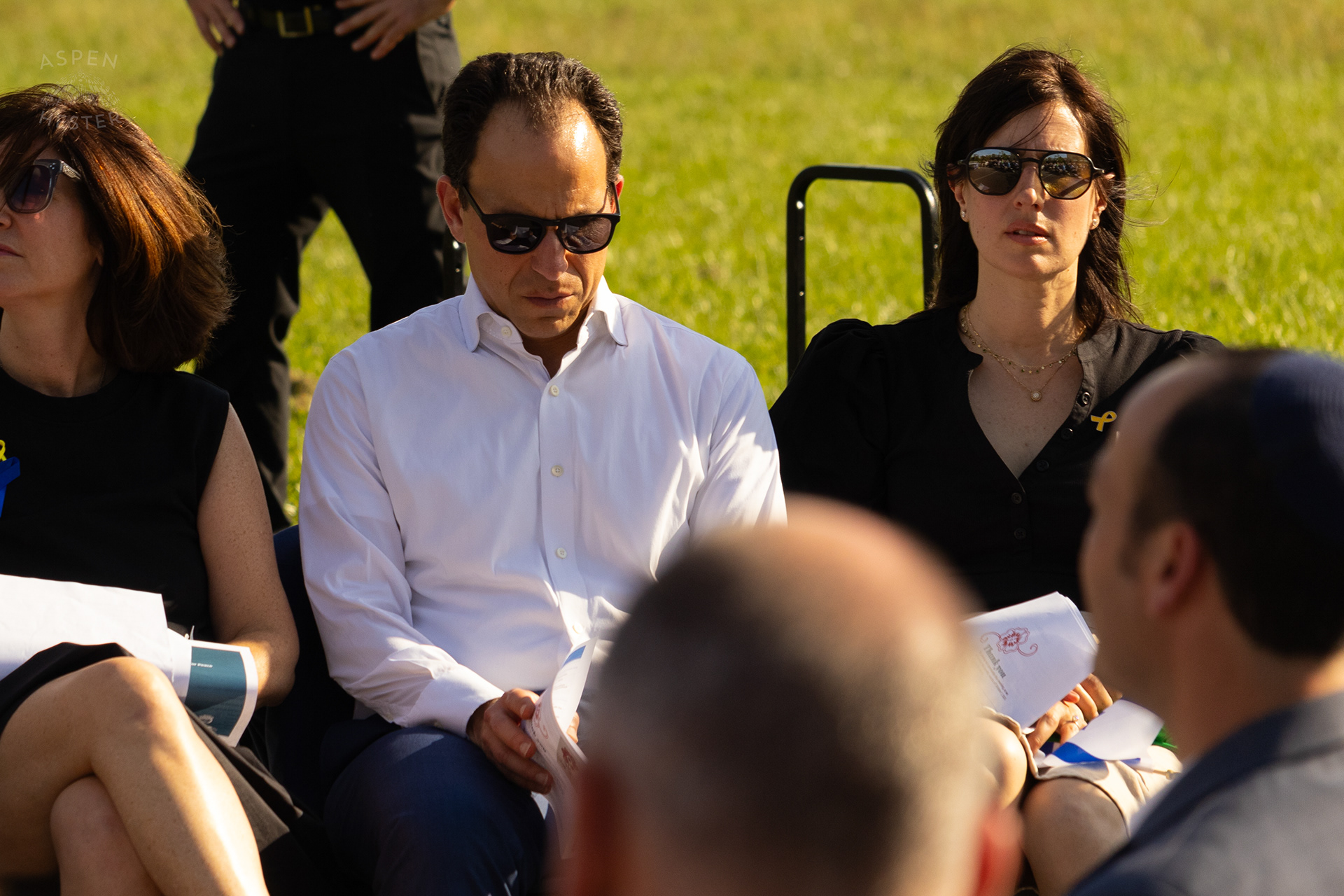 Mayor Craig Greenberg and First Lady Rachel Greenberg in The Crowd Gathered at The Trager Jewish Community Center to Remember The Victims and Pray for Peace One Year After The October 7th 2023 Hamas Attack. October 6th, 2024/Aspen Hester