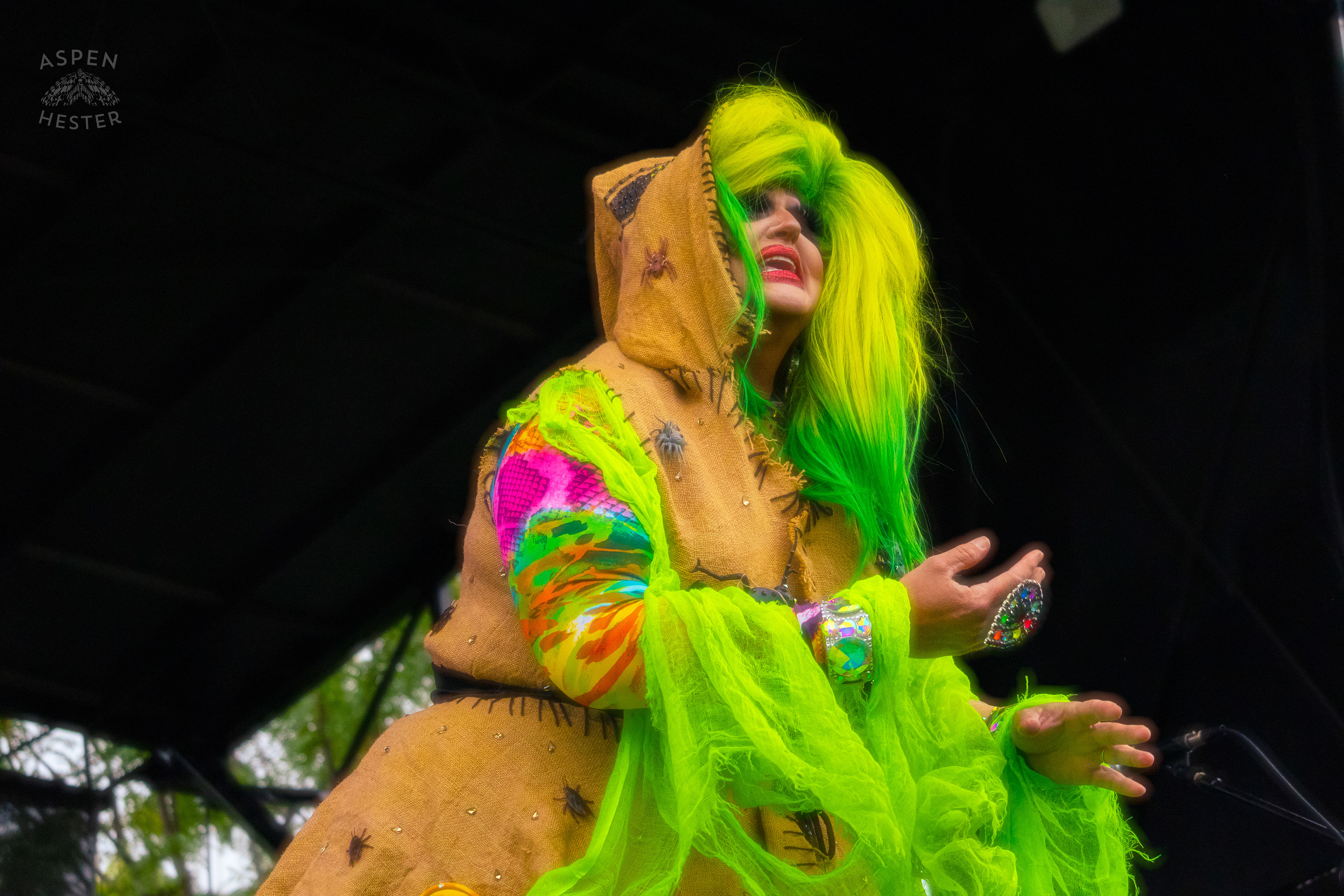 Drag Queen Performing as The Oogie Boogie Woman From the Movie The Nightmare Before Christmas During Pride Bar's Family Friendly Drag Show at Southern Indiana Pride. June 1st, 2024/Aspen Hester