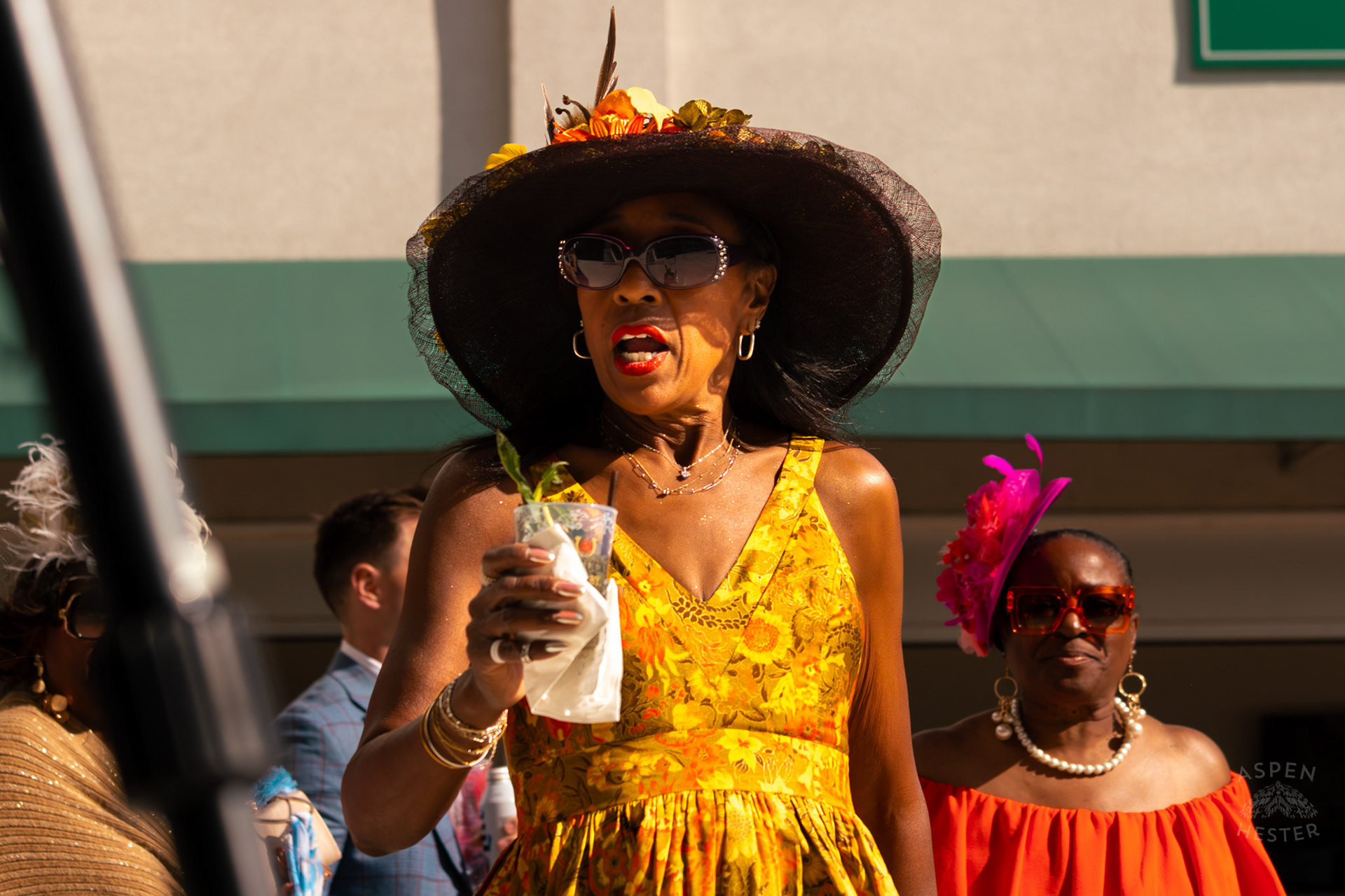 Fashion and Fascinators Near The Churchill Downs Grand Stands During Thurby. April 30th, 2026/Aspen Hester