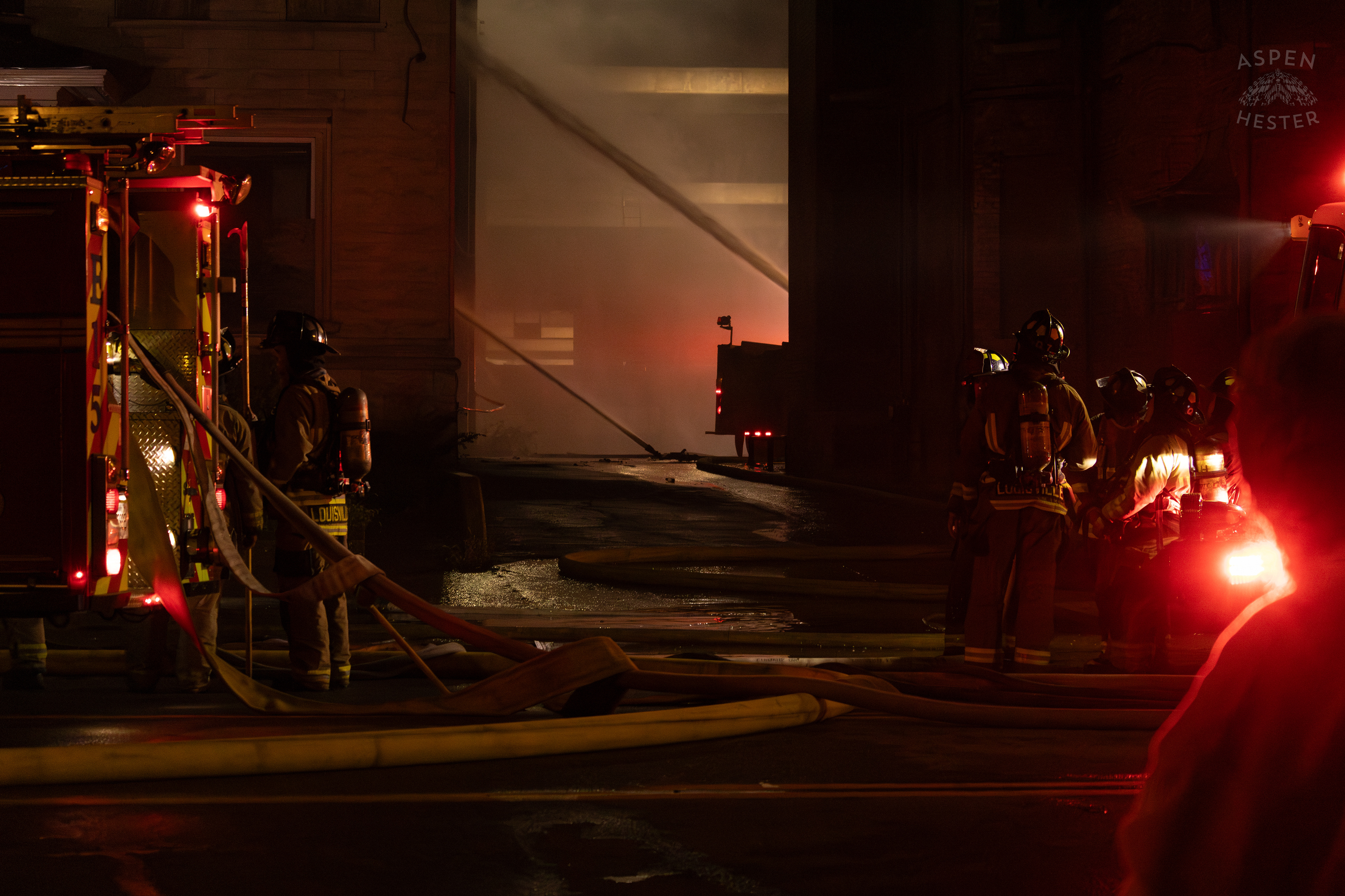 Firefighters on The Scene of a Massive 3 Alarm Blaze Engulfing The Vacant St. Paul's German Evangelical Church on East Broadway. October 9th, 2024/Aspen Hester