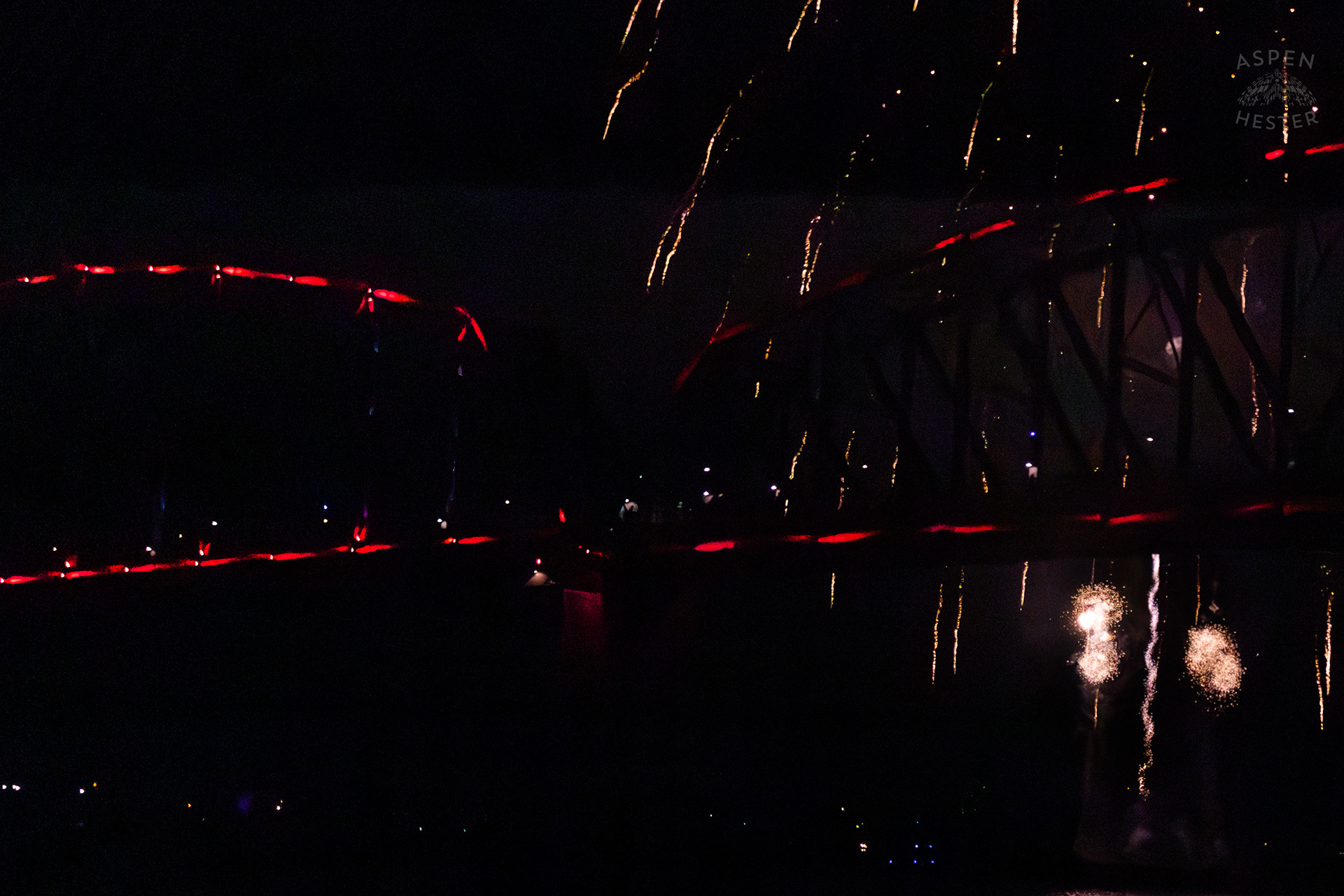 The Big Four Bridge During The Fireworks Show at Waterfront Park Fourth of July. July 4th, 2024/Aspen Hester