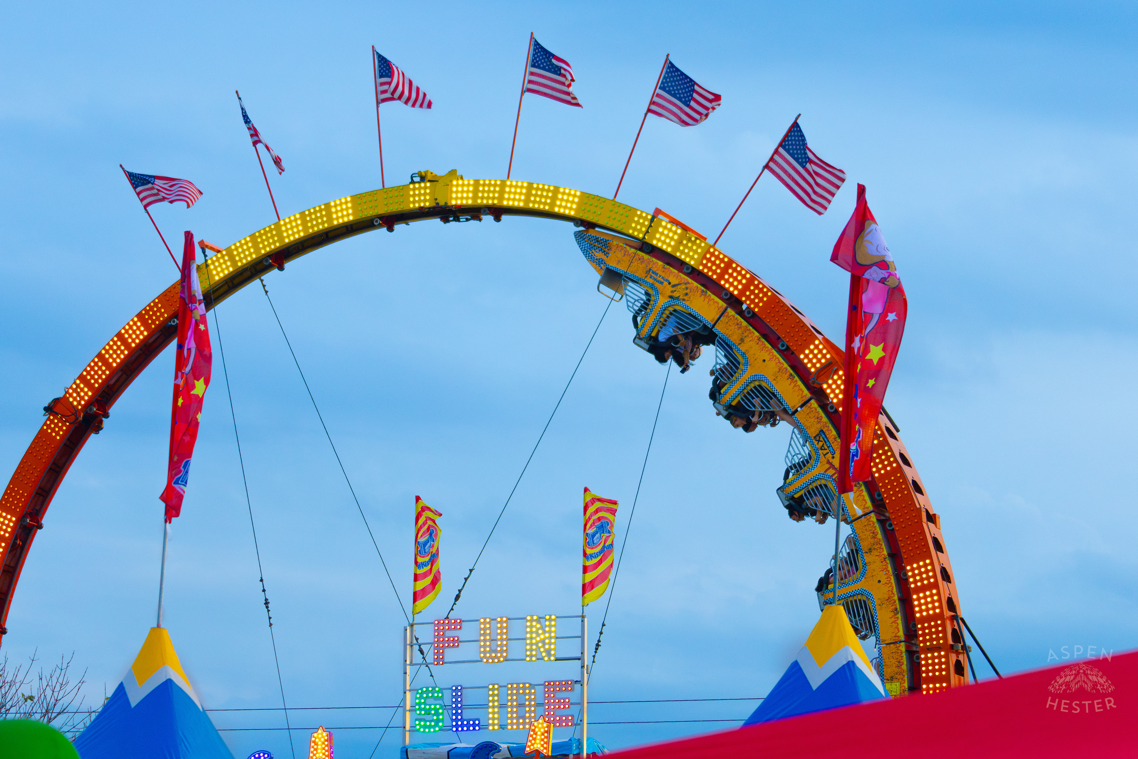 Fair Goers Fully 360 on A Ride at The 120th Kentucky State Fair. July 15th, 2024/Aspen Hester