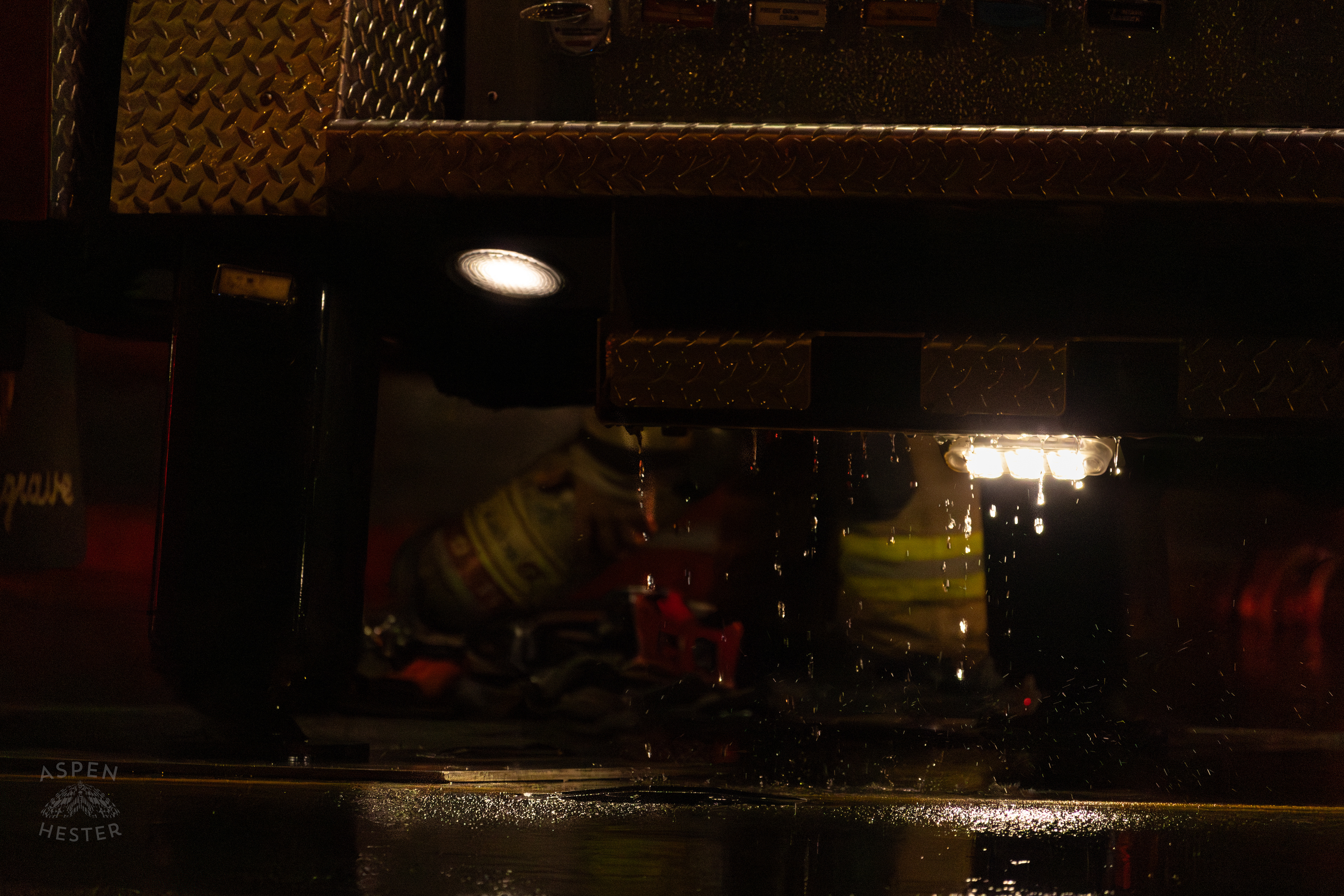 Water Drips off A Fire Truck On The Scene of A Massive 3 Alarm Blaze Engulfing The Vacant St. Paul's German Evangelical Church on East Broadway. October 9th, 2024/Aspen Hester