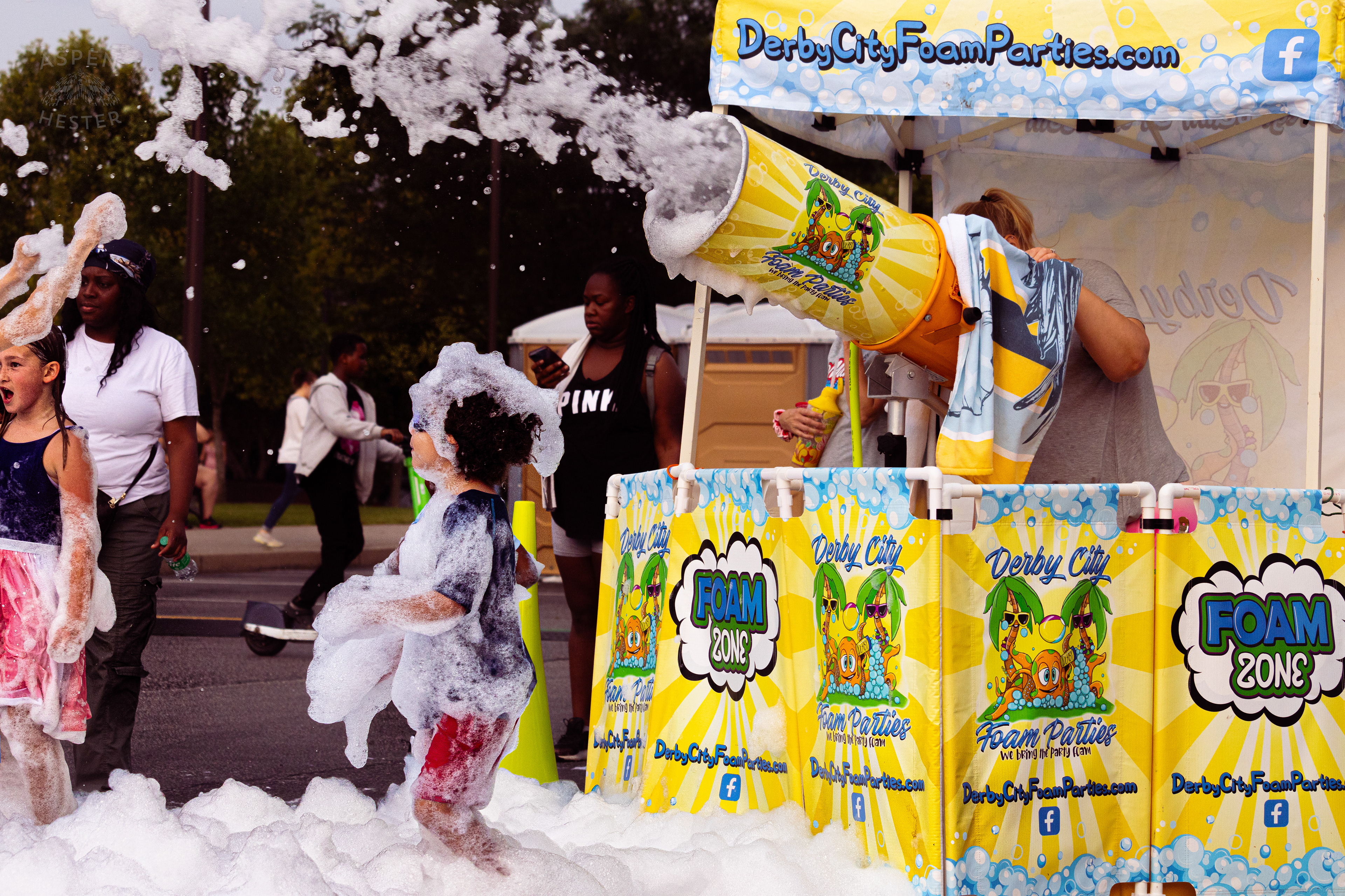 Kid Playing in the Bubble Party at Waterfront Park Fourth of July. July 4th, 2024/Aspen Hester