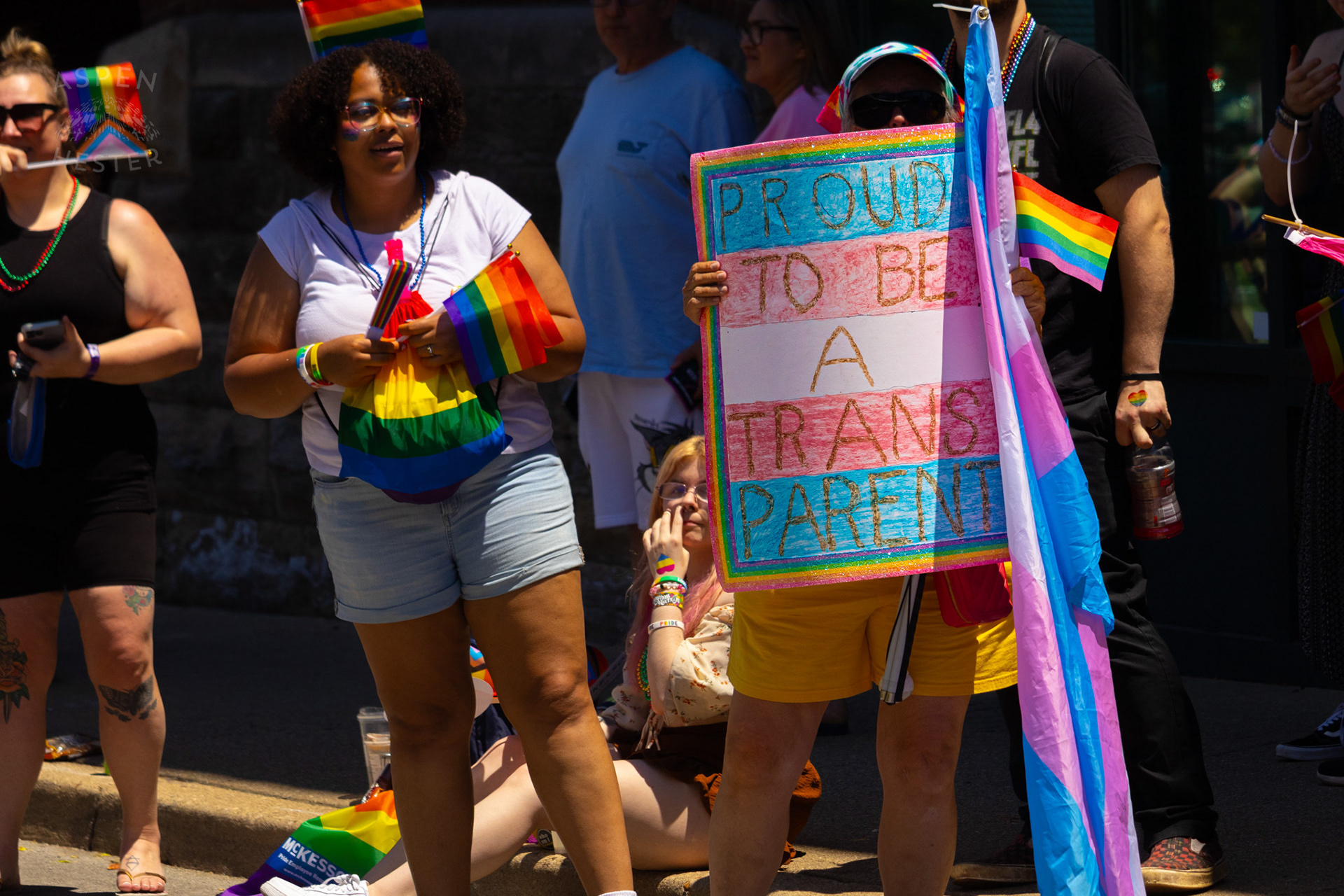 A Proud Trans Parent Watches The Kentuckiana Pride Parade. June 15th, 2024/Aspen Hester